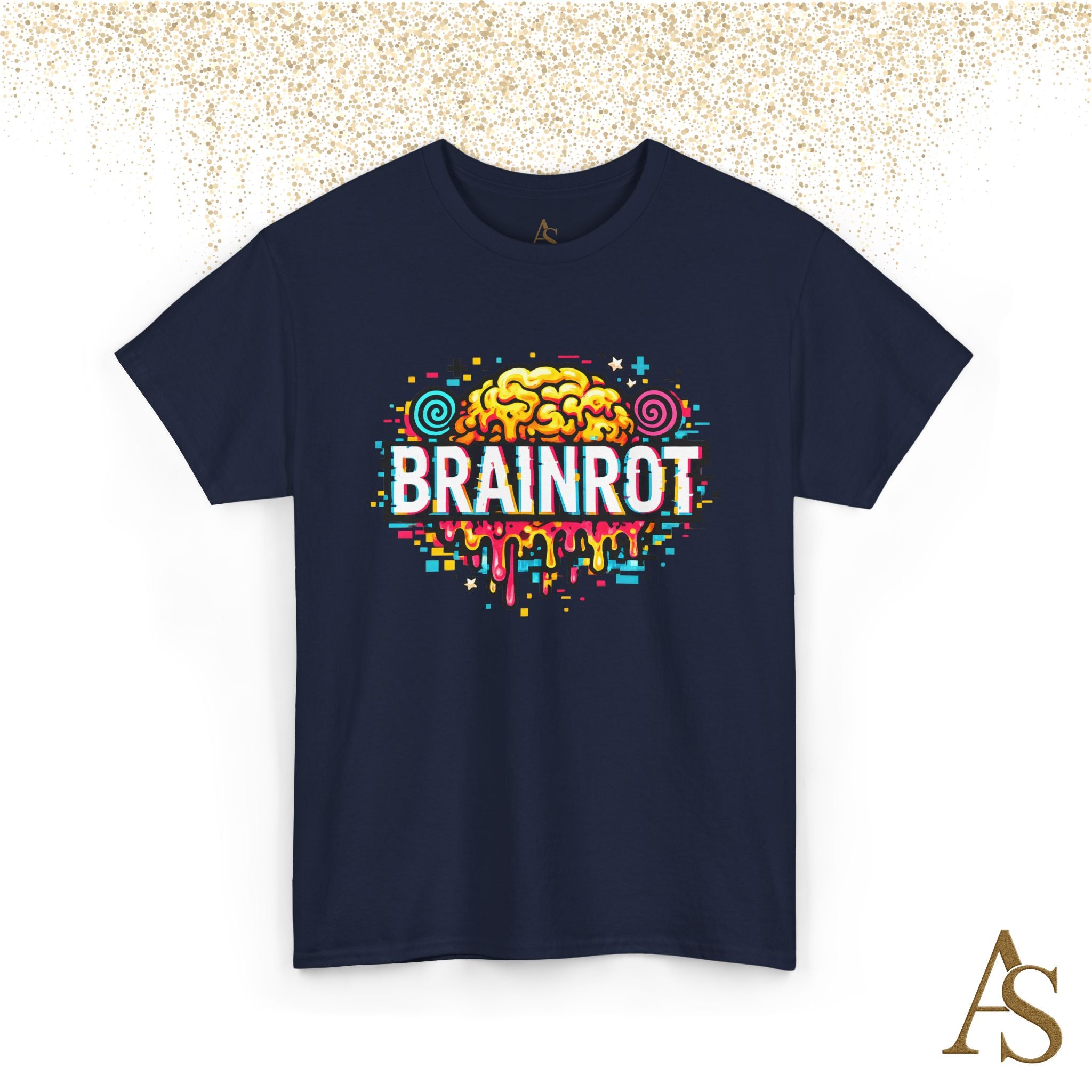 Brainrot Meme T Shirt Colorful Glitch Brain Graphic Tee Viral Internet Humor Streetwear Unisex