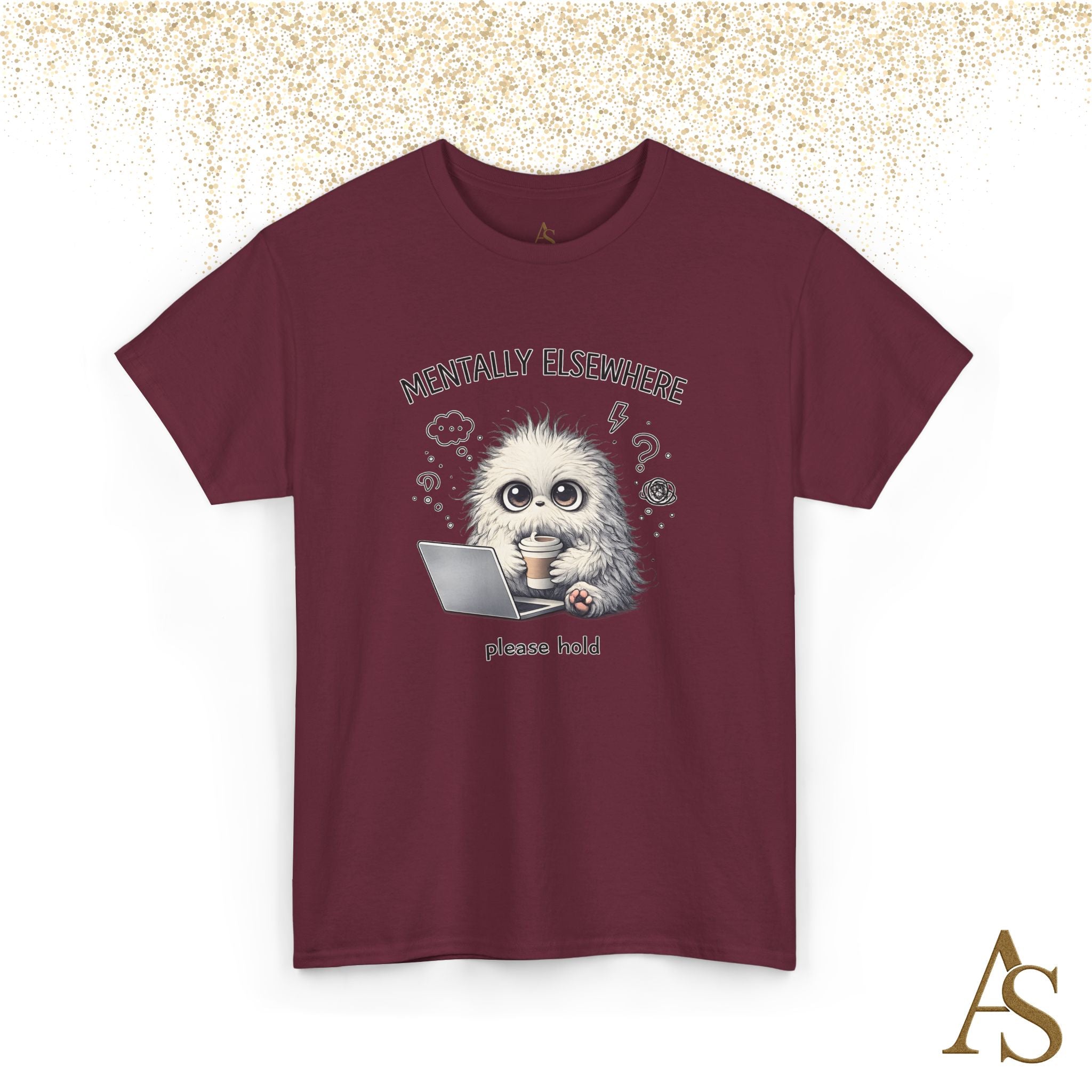 Mentally Elsewhere Sloth T-Shirt Funny Introvert Coffee Lover Graphic Tee
