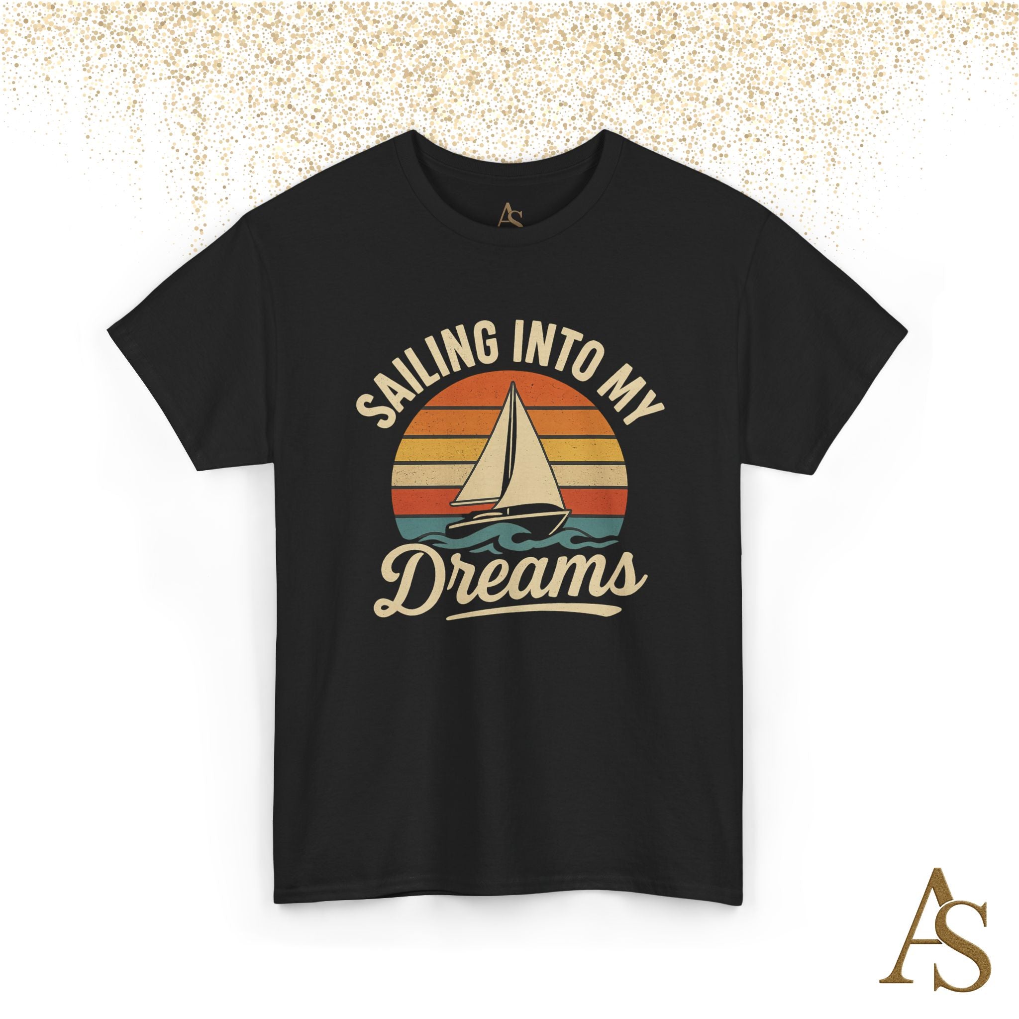 Vintage Sailboat Sunset T Shirt Sailing Into My Dreams Nautical Ocean Graphic Tee
