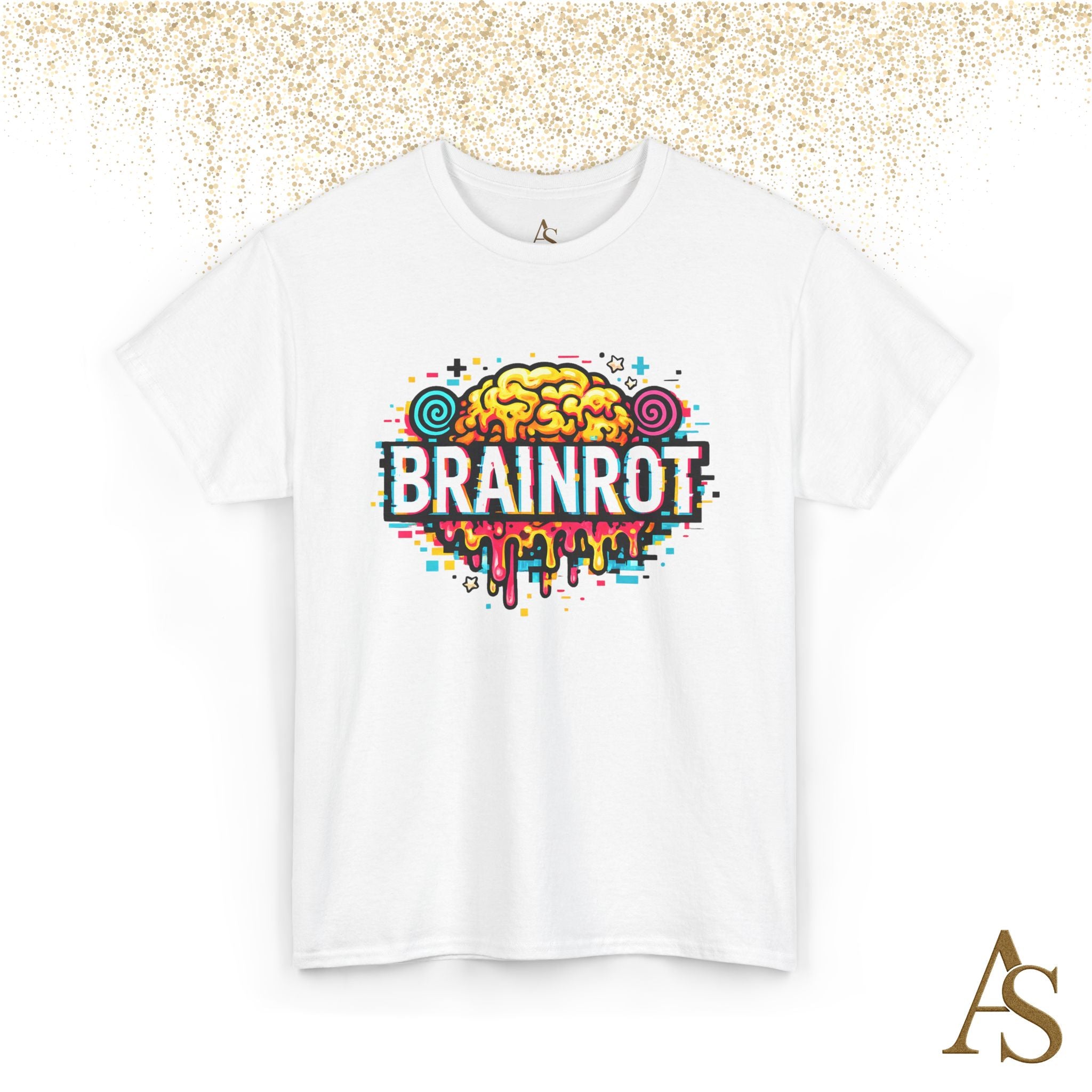 Brainrot Meme T Shirt Colorful Glitch Brain Graphic Tee Viral Internet Humor Streetwear Unisex