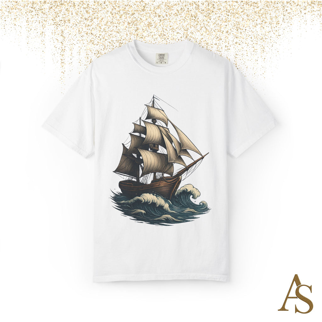 Timeless Voyage T-Shirt, Vintage Sailing Ship Graphic Tee, Nautical Ocean Adventure Shirt, Unisex Seafarer Gift