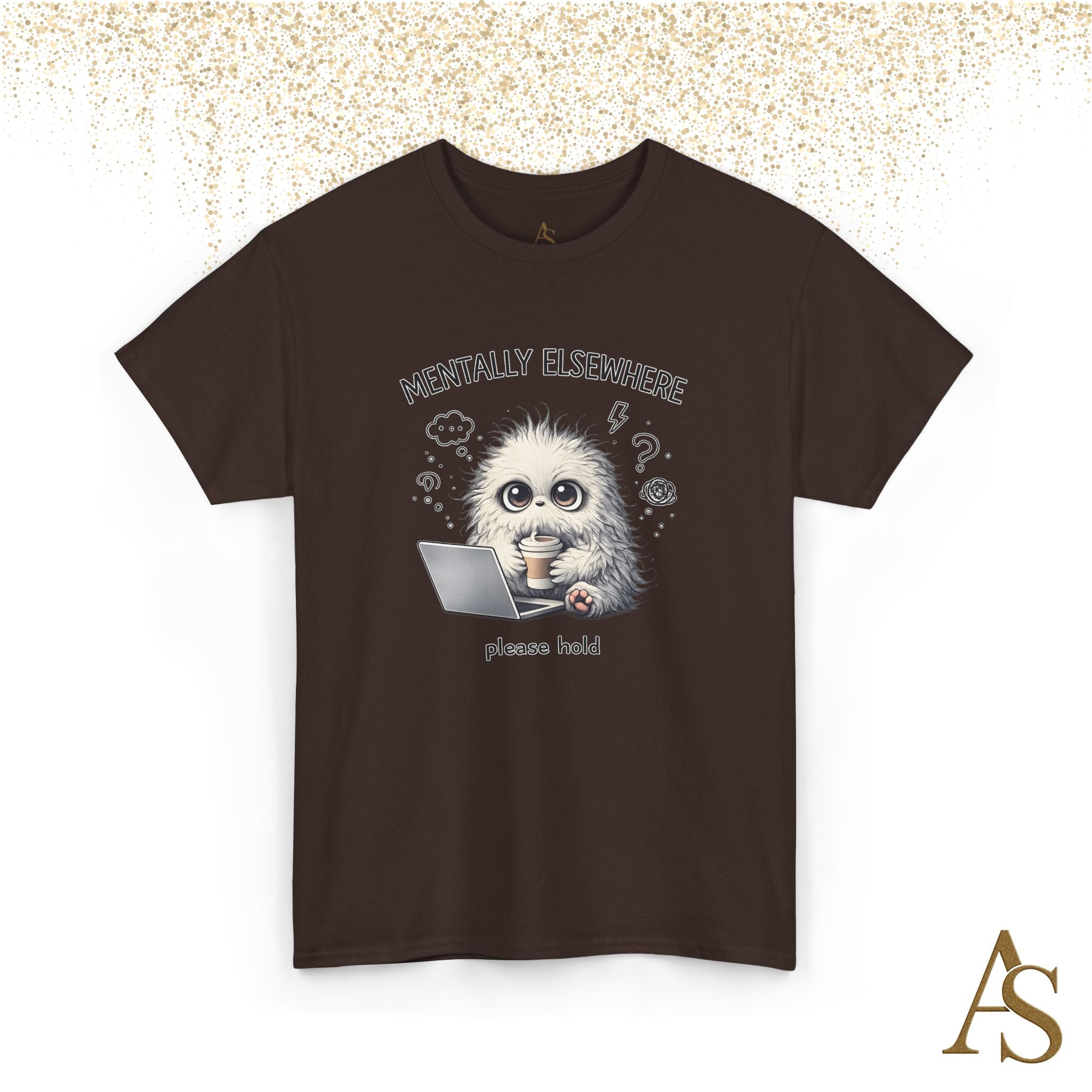 Mentally Elsewhere Sloth T-Shirt Funny Introvert Coffee Lover Graphic Tee