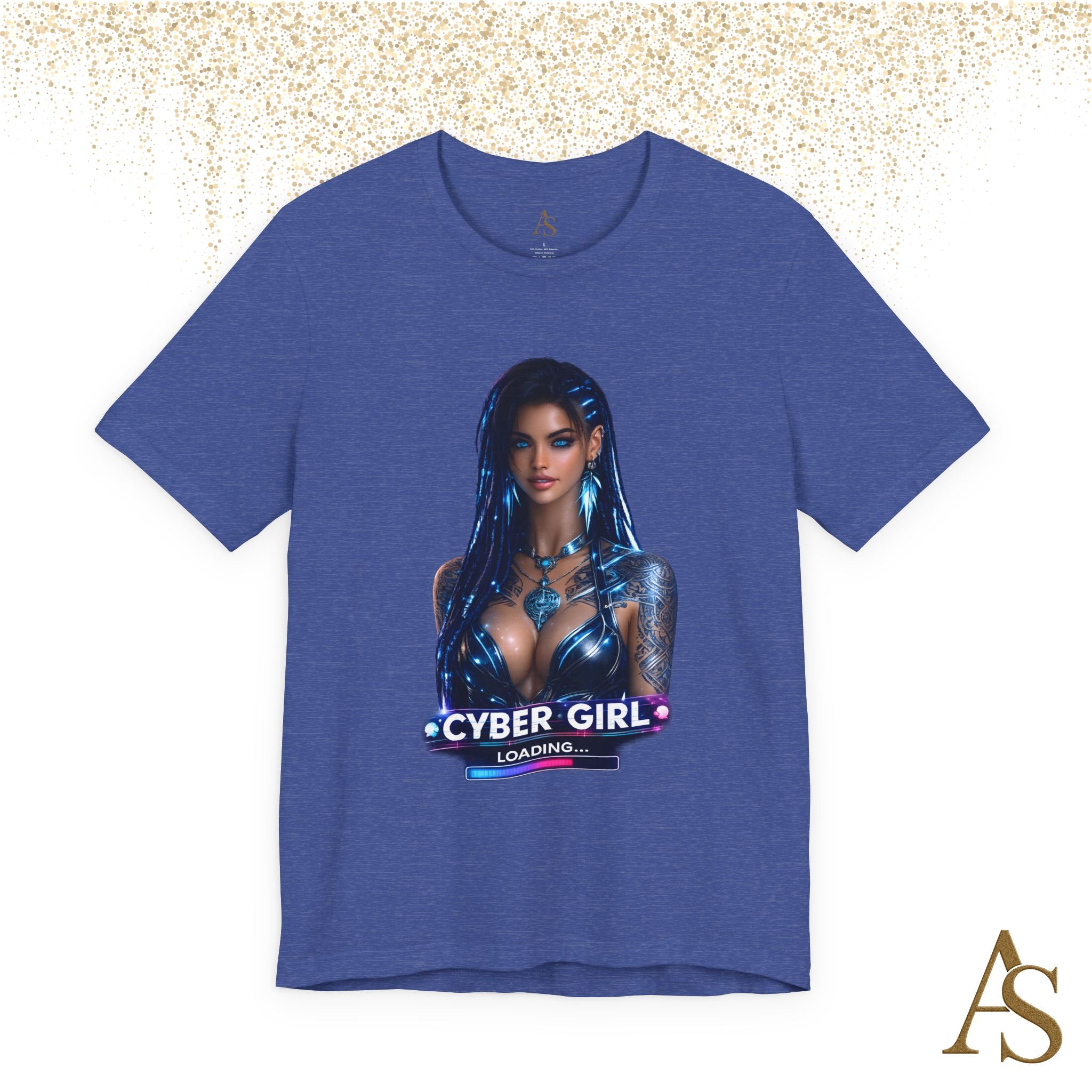 Cyber Girl Loading T Shirt Futuristic Graphic Tee Cyberpunk Neon Anime Style Unisex Shirt