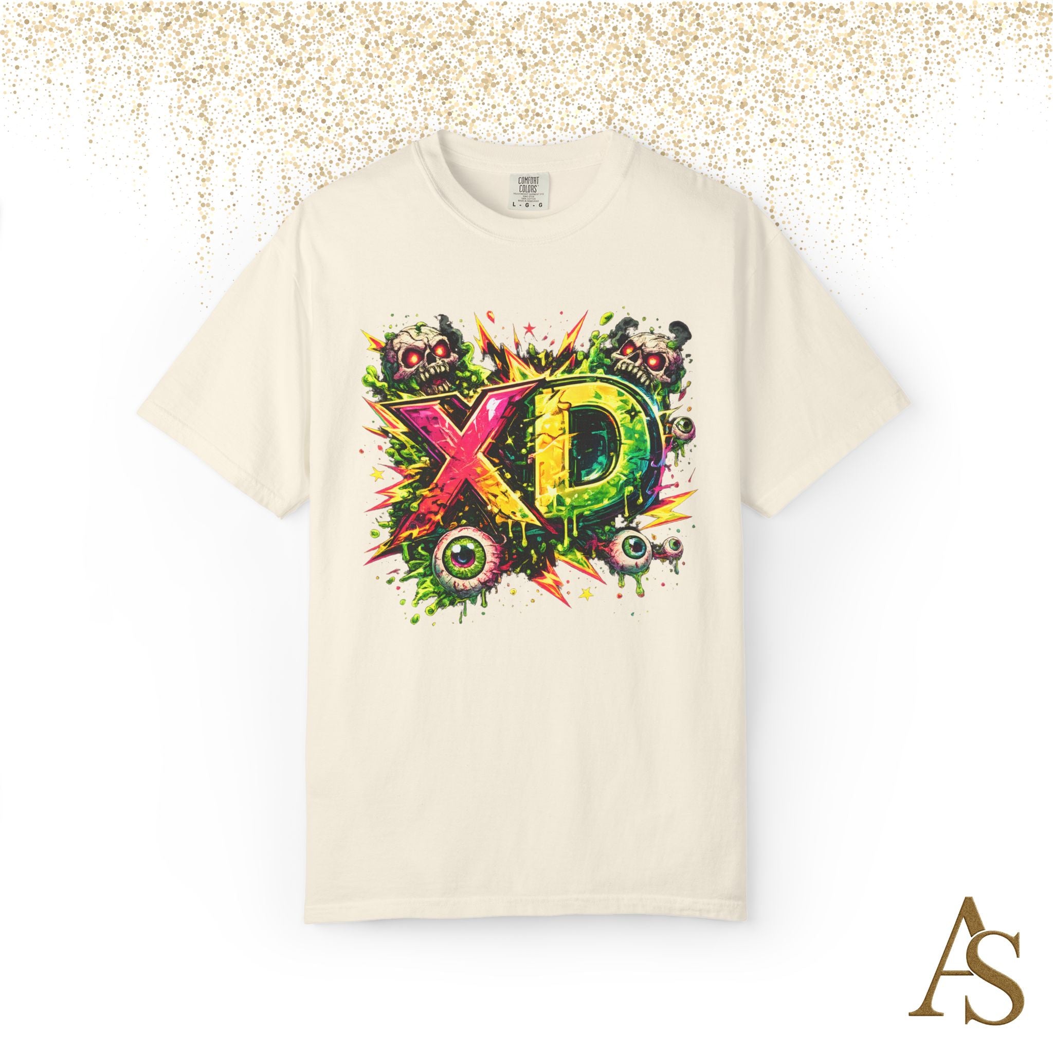 Neon XD Skull Graffiti T Shirt Gothic Streetwear Graphic Tee