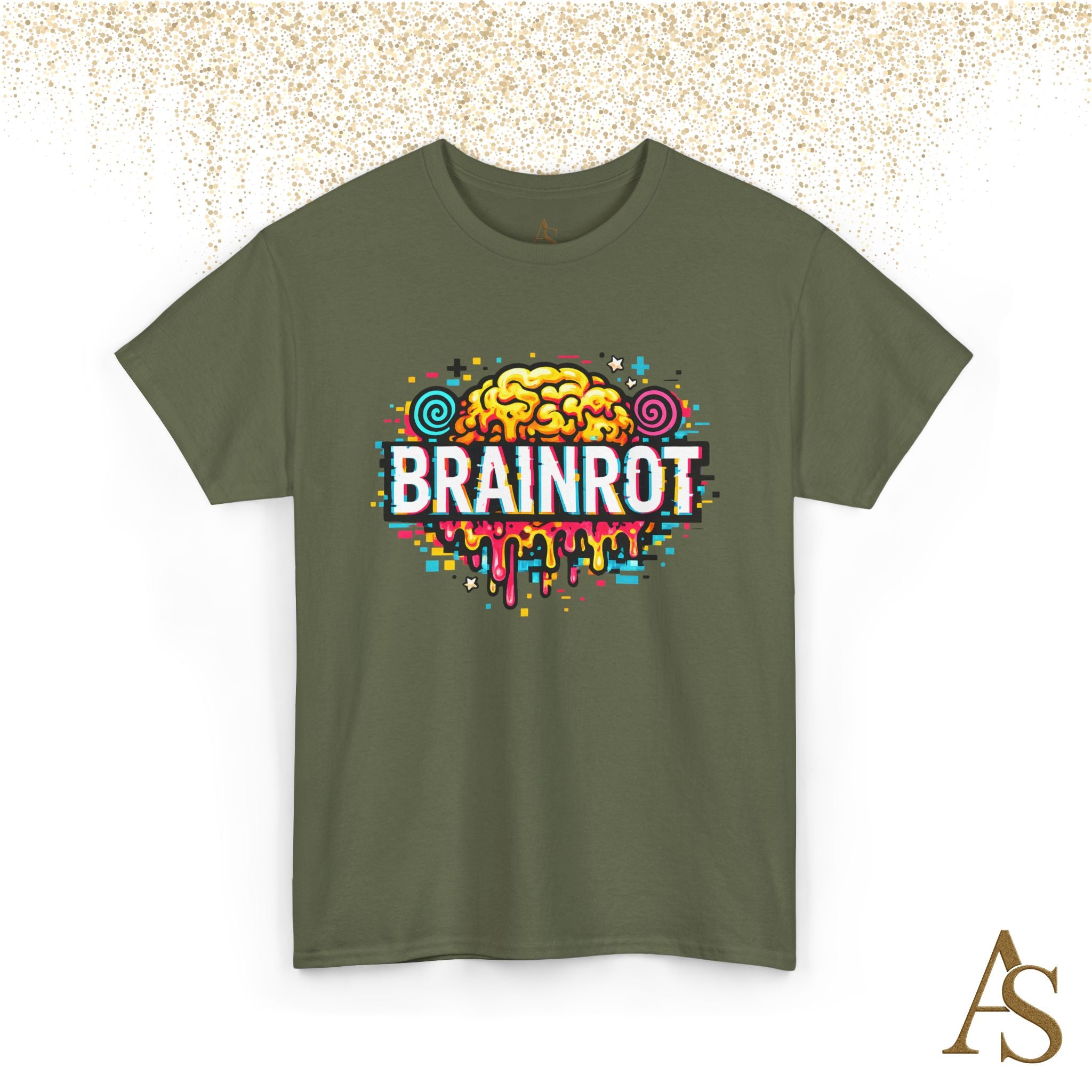 Brainrot Meme T Shirt Colorful Glitch Brain Graphic Tee Viral Internet Humor Streetwear Unisex