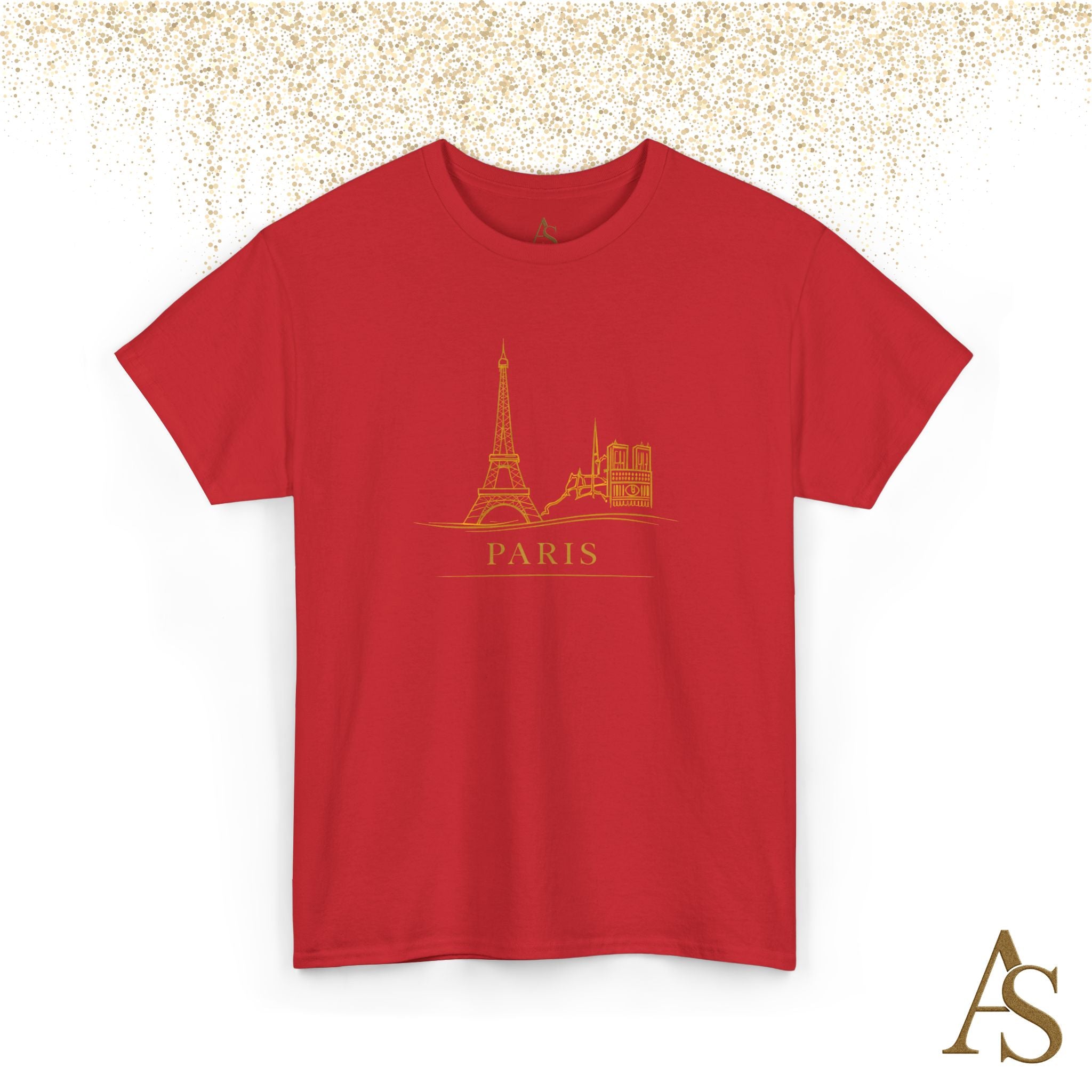 Paris Gold Line Art T Shirt Minimalist Eiffel Tower Skyline Unisex Graphic Tee
