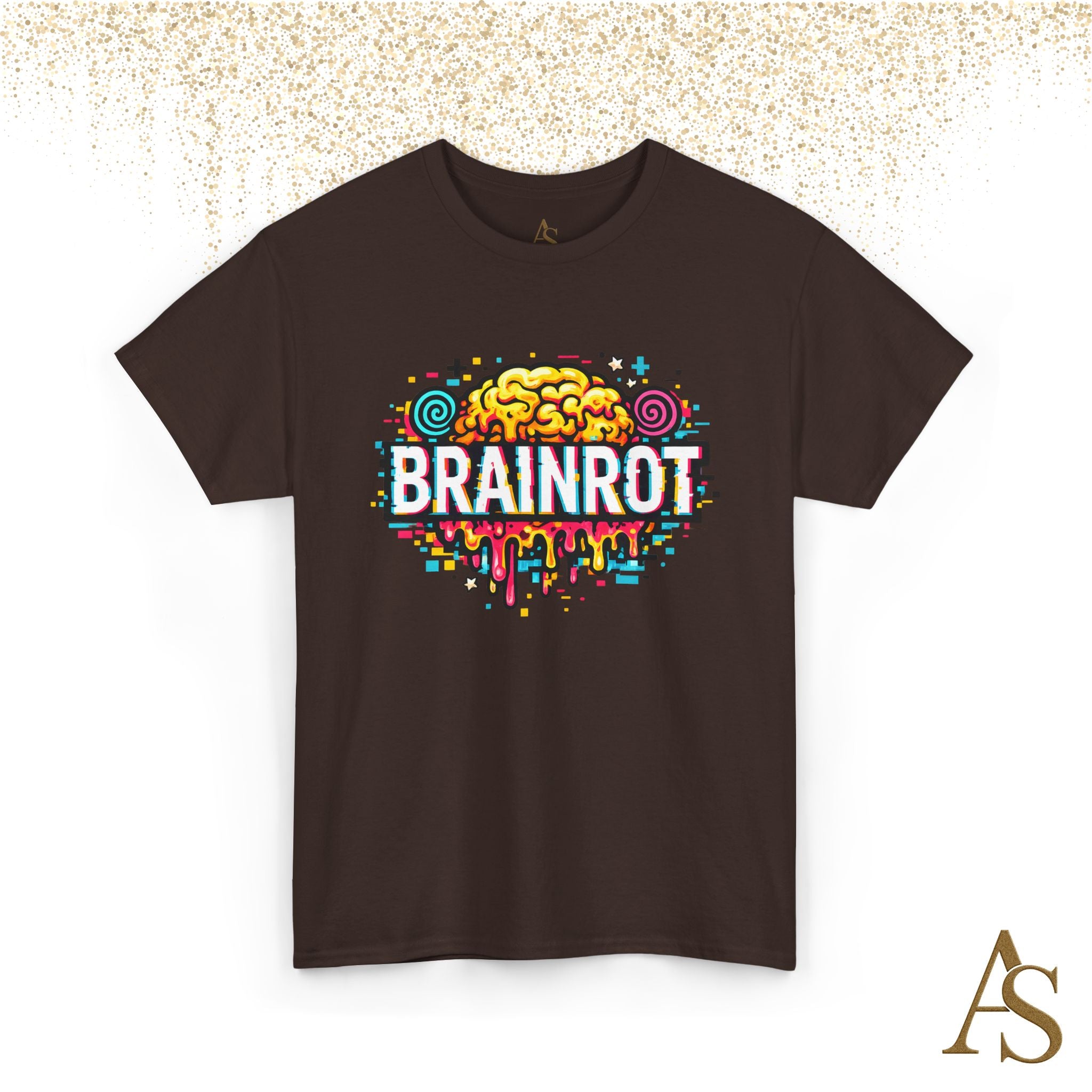 Brainrot Meme T Shirt Colorful Glitch Brain Graphic Tee Viral Internet Humor Streetwear Unisex