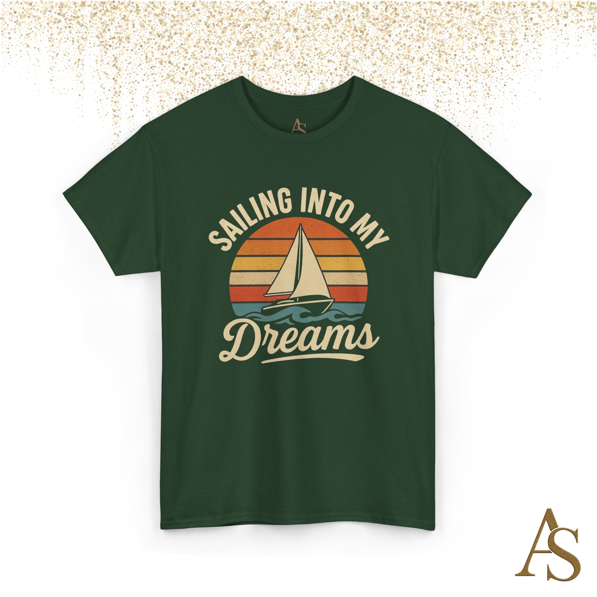 Vintage Sailboat Sunset T Shirt Sailing Into My Dreams Nautical Ocean Graphic Tee