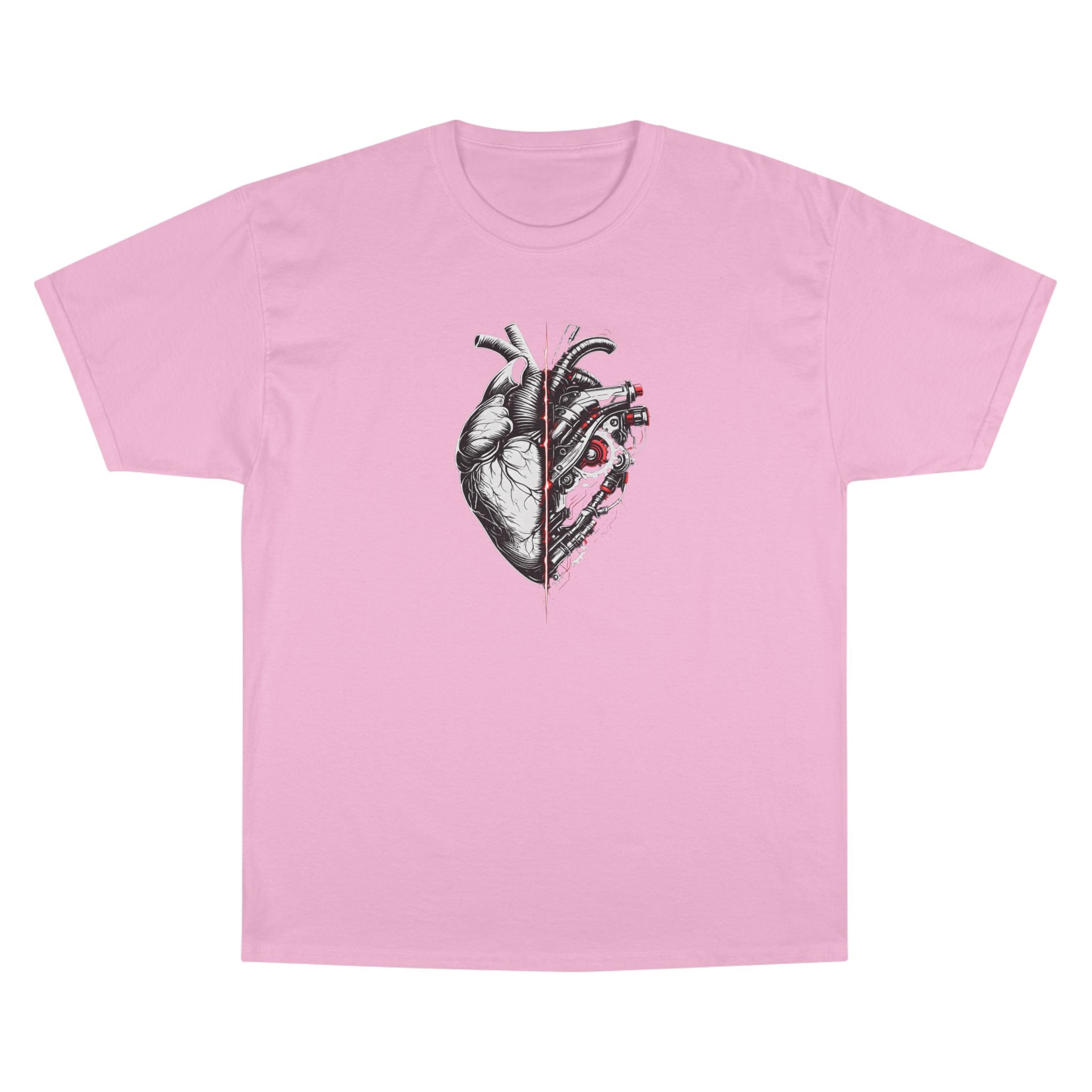 Half Human Half Machine Heart T Shirt Cyberpunk Mechanical Heart Graphic Tee Futuristic Anatomy Shirt Unisex Streetwear Sci Fi Apparel