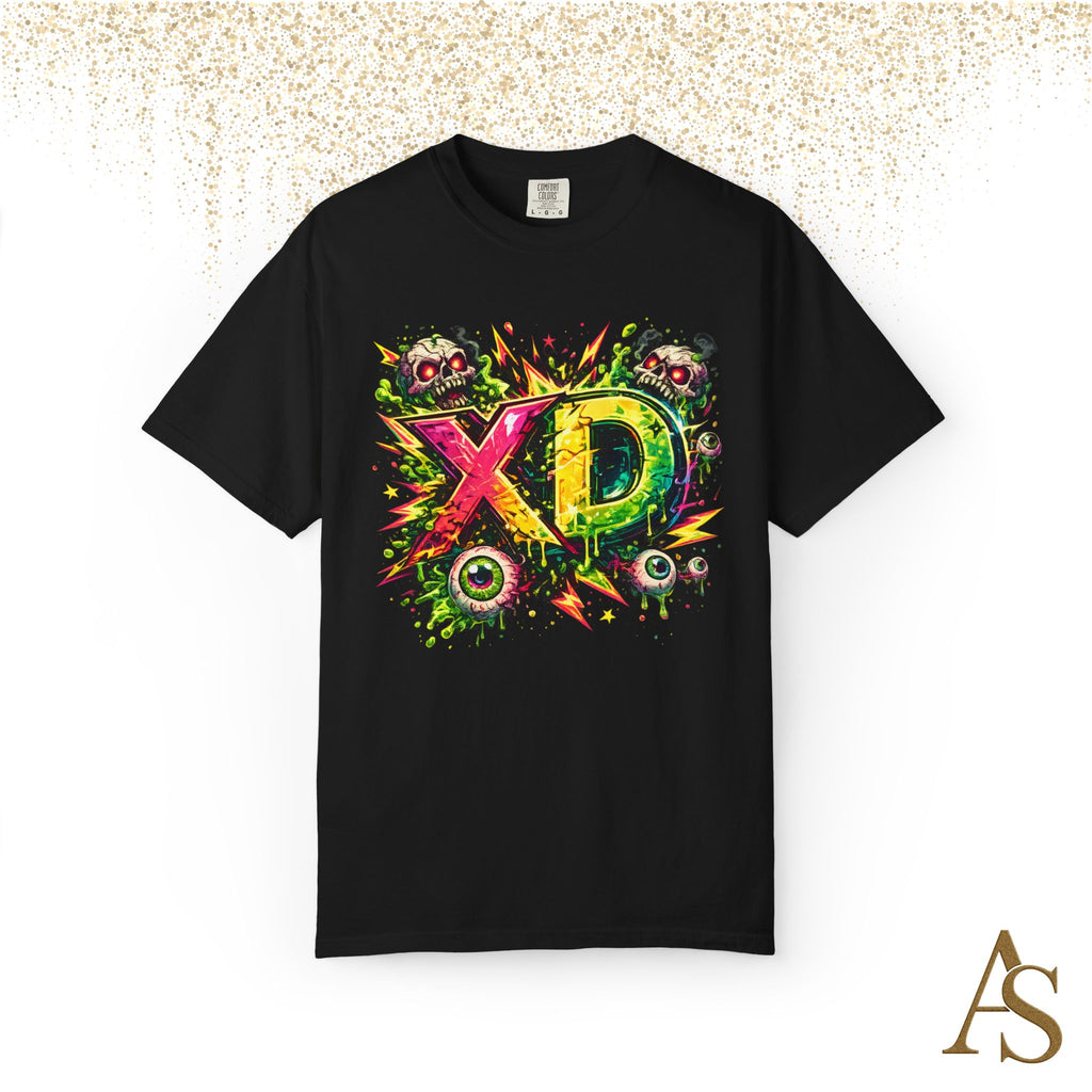 Neon XD Skull Graffiti T Shirt Gothic Streetwear Graphic Tee