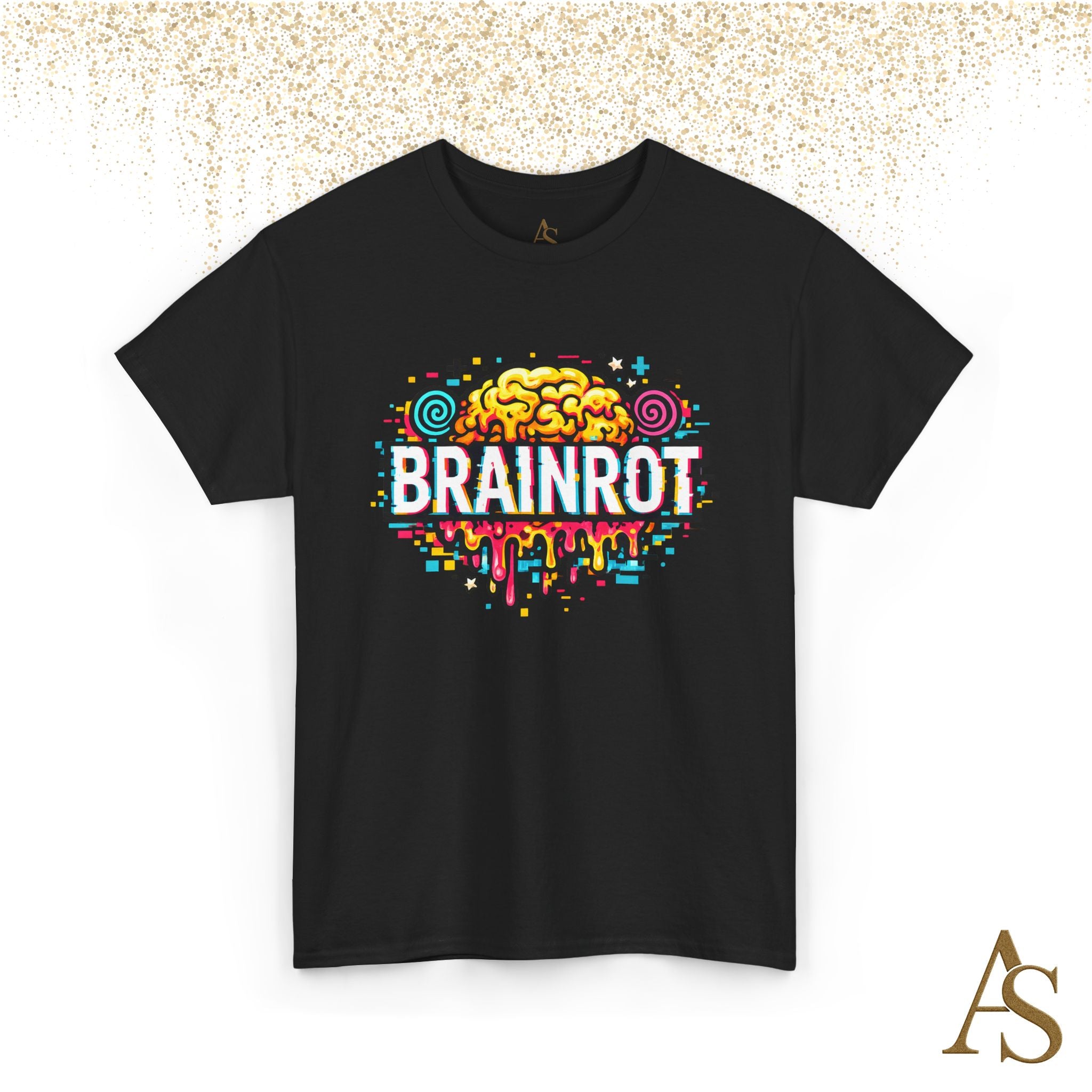 Brainrot Meme T Shirt Colorful Glitch Brain Graphic Tee Viral Internet Humor Streetwear Unisex