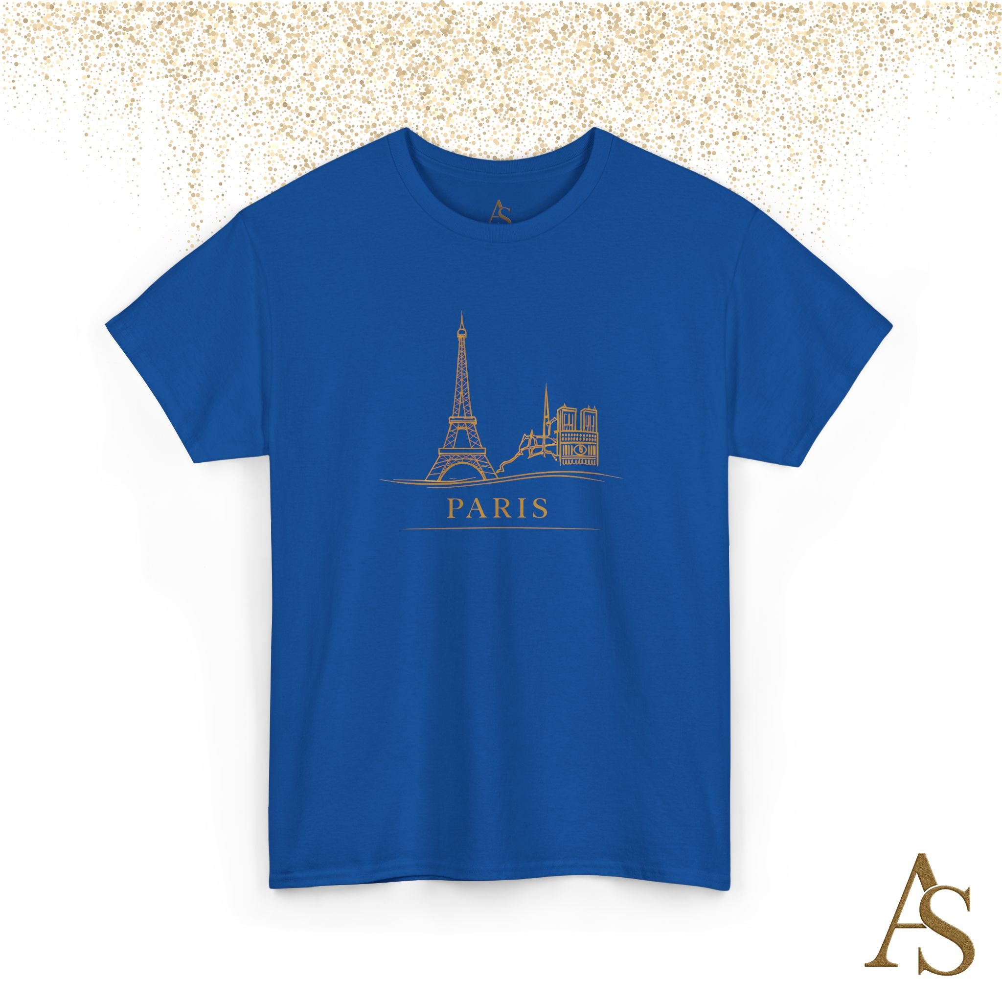 Paris Gold Line Art T Shirt Minimalist Eiffel Tower Skyline Unisex Graphic Tee