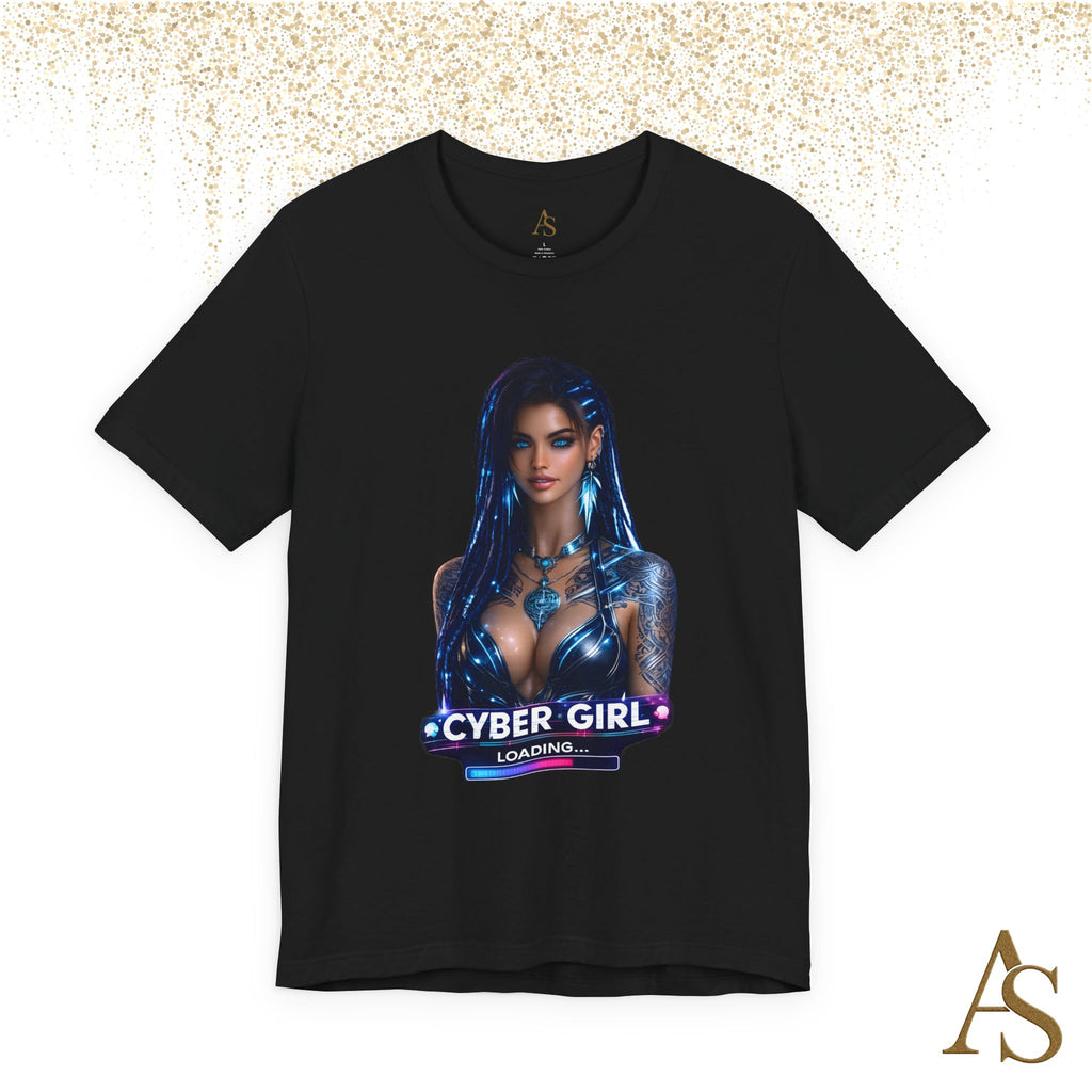 Cyber Girl Loading T Shirt Futuristic Graphic Tee Cyberpunk Neon Anime Style Unisex Shirt