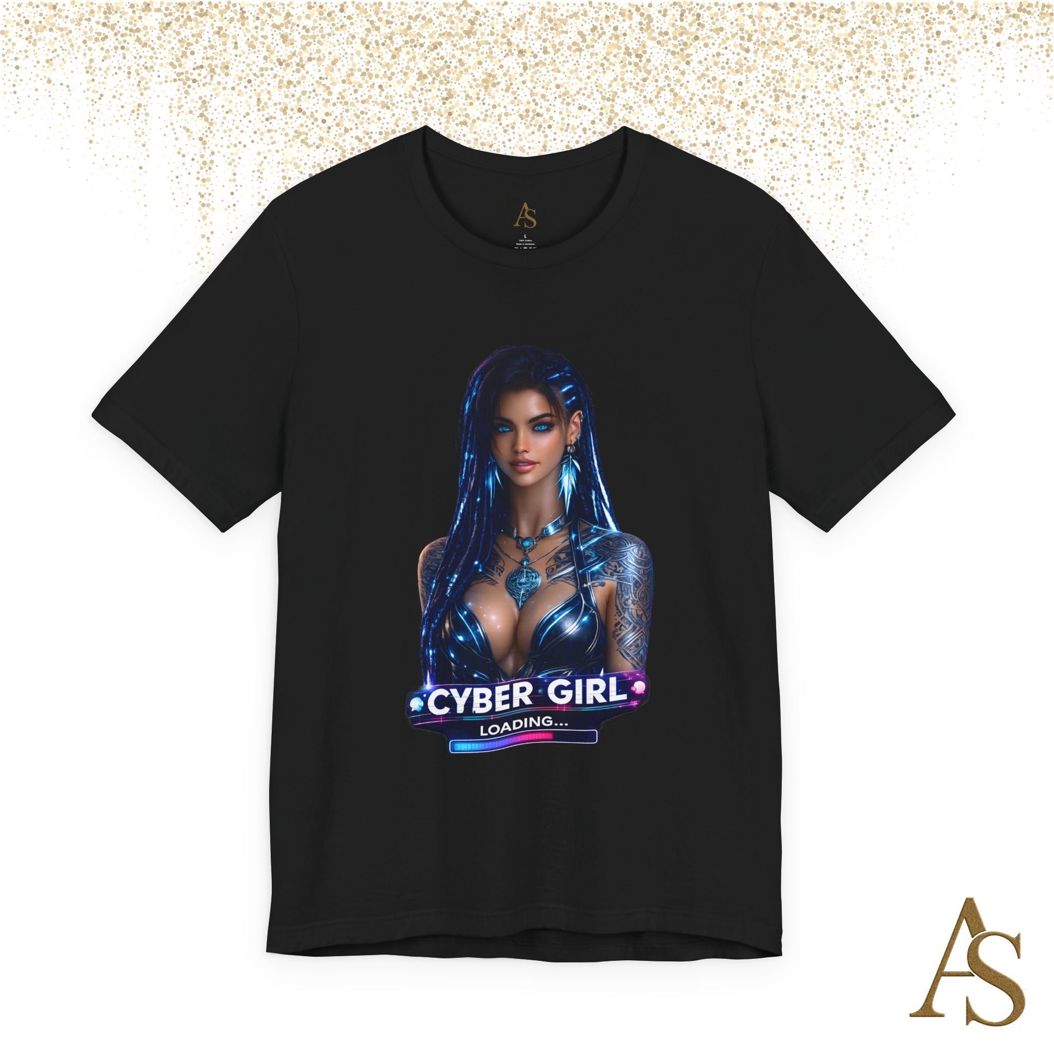 Cyber Girl Loading T Shirt Futuristic Graphic Tee Cyberpunk Neon Anime Style Unisex Shirt
