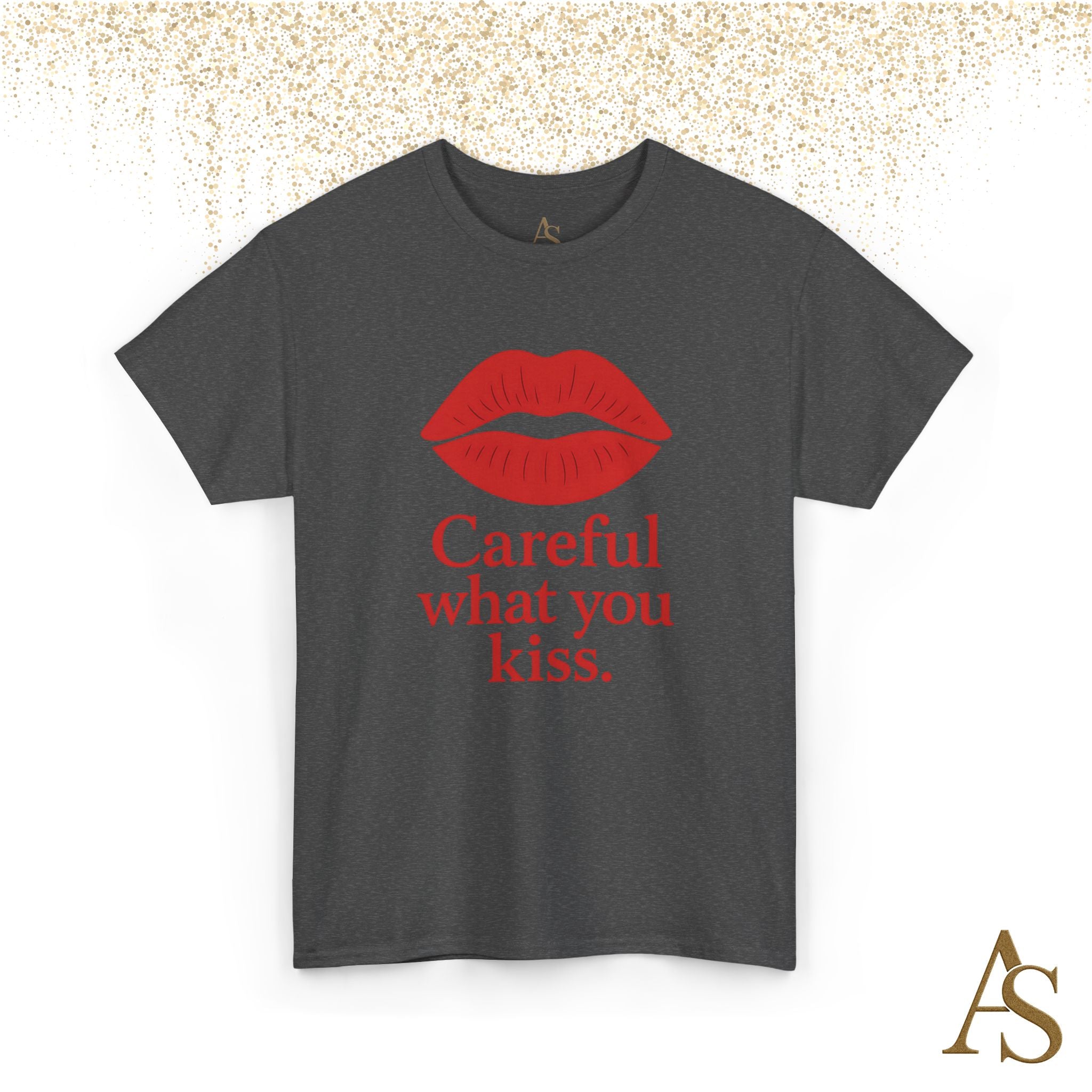Careful What You Kiss Red Lips T Shirt Funny Graphic Tee Flirty Lips Shirt Unisex