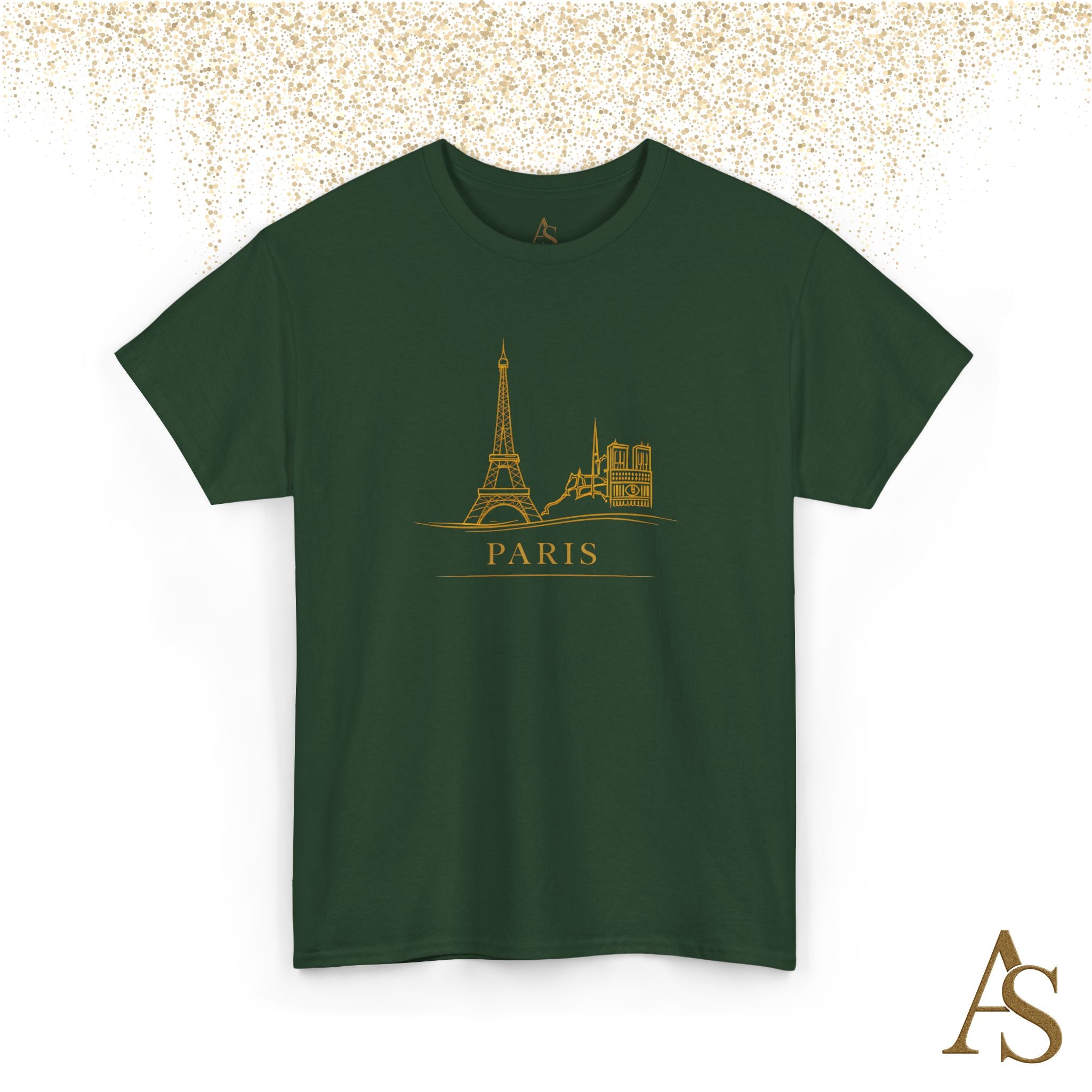 Paris Gold Line Art T Shirt Minimalist Eiffel Tower Skyline Unisex Graphic Tee