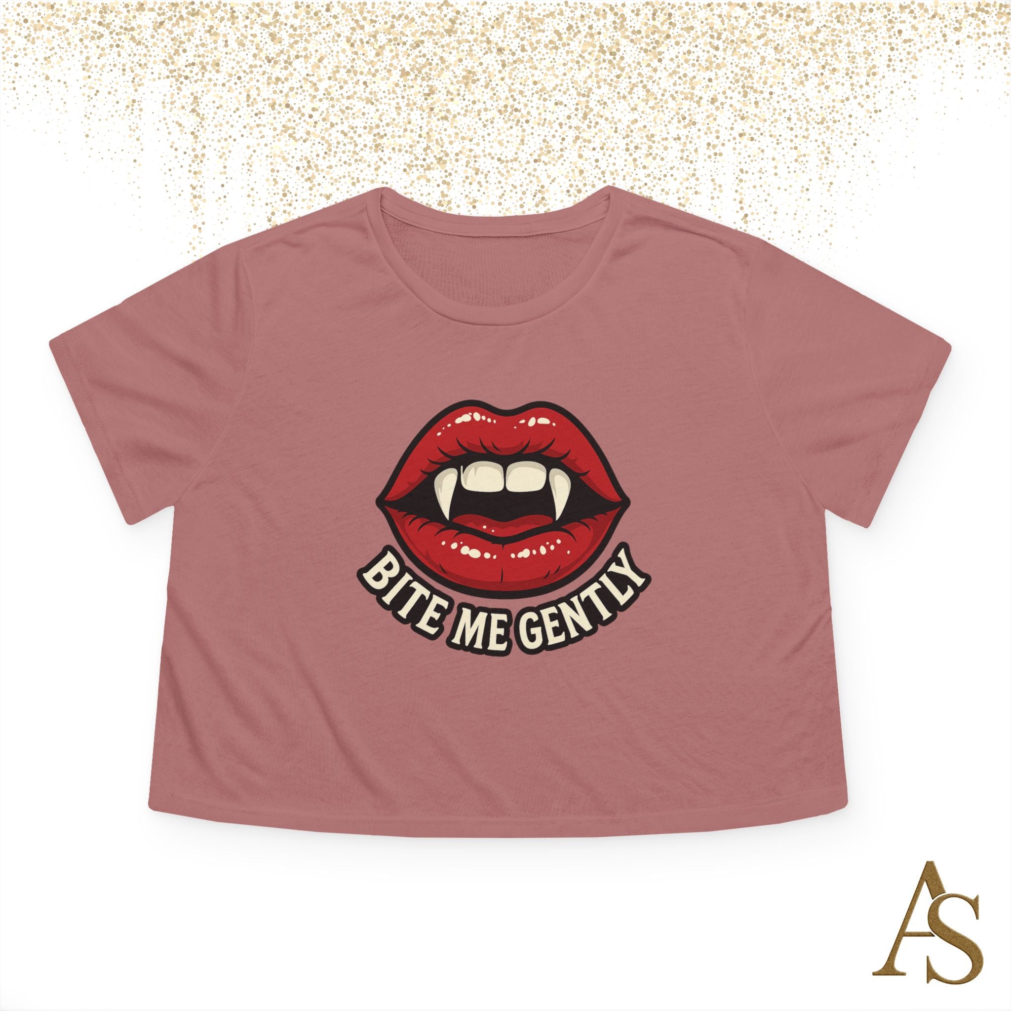 Bite Me Gently Cropped Tee – Vampire Lips Graphic Shirt