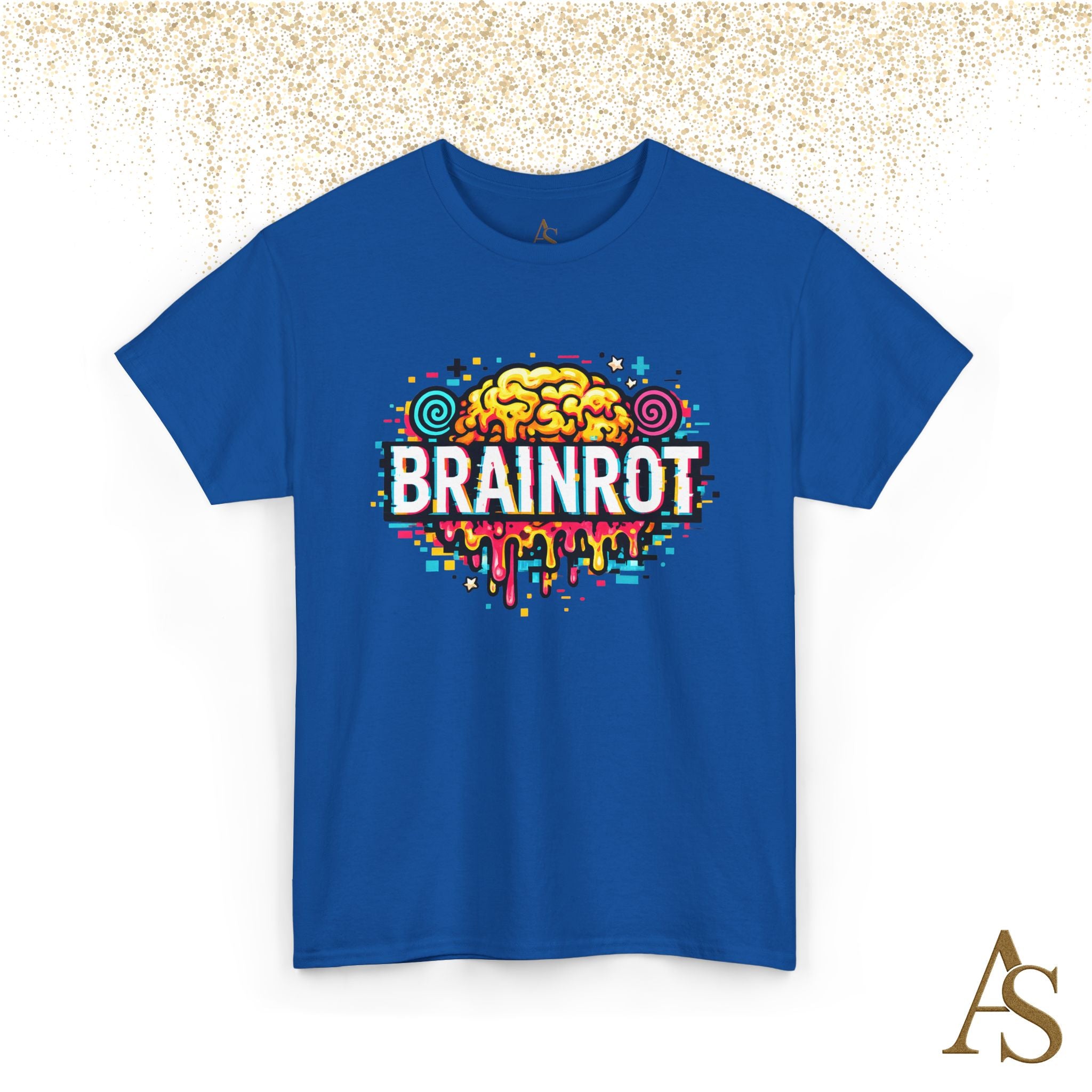 Brainrot Meme T Shirt Colorful Glitch Brain Graphic Tee Viral Internet Humor Streetwear Unisex