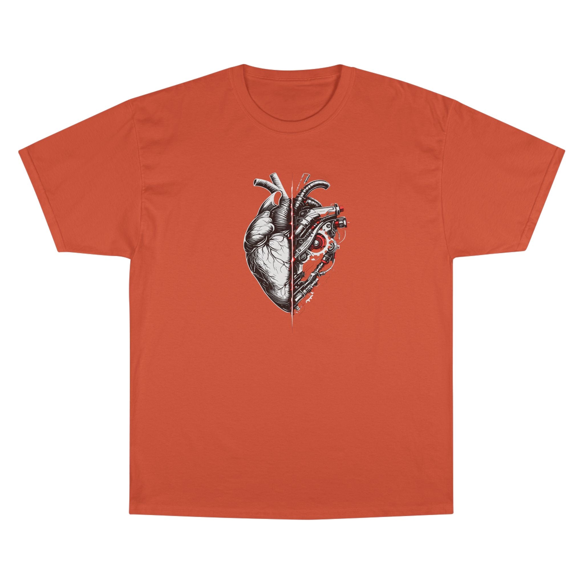 Half Human Half Machine Heart T Shirt Cyberpunk Mechanical Heart Graphic Tee Futuristic Anatomy Shirt Unisex Streetwear Sci Fi Apparel