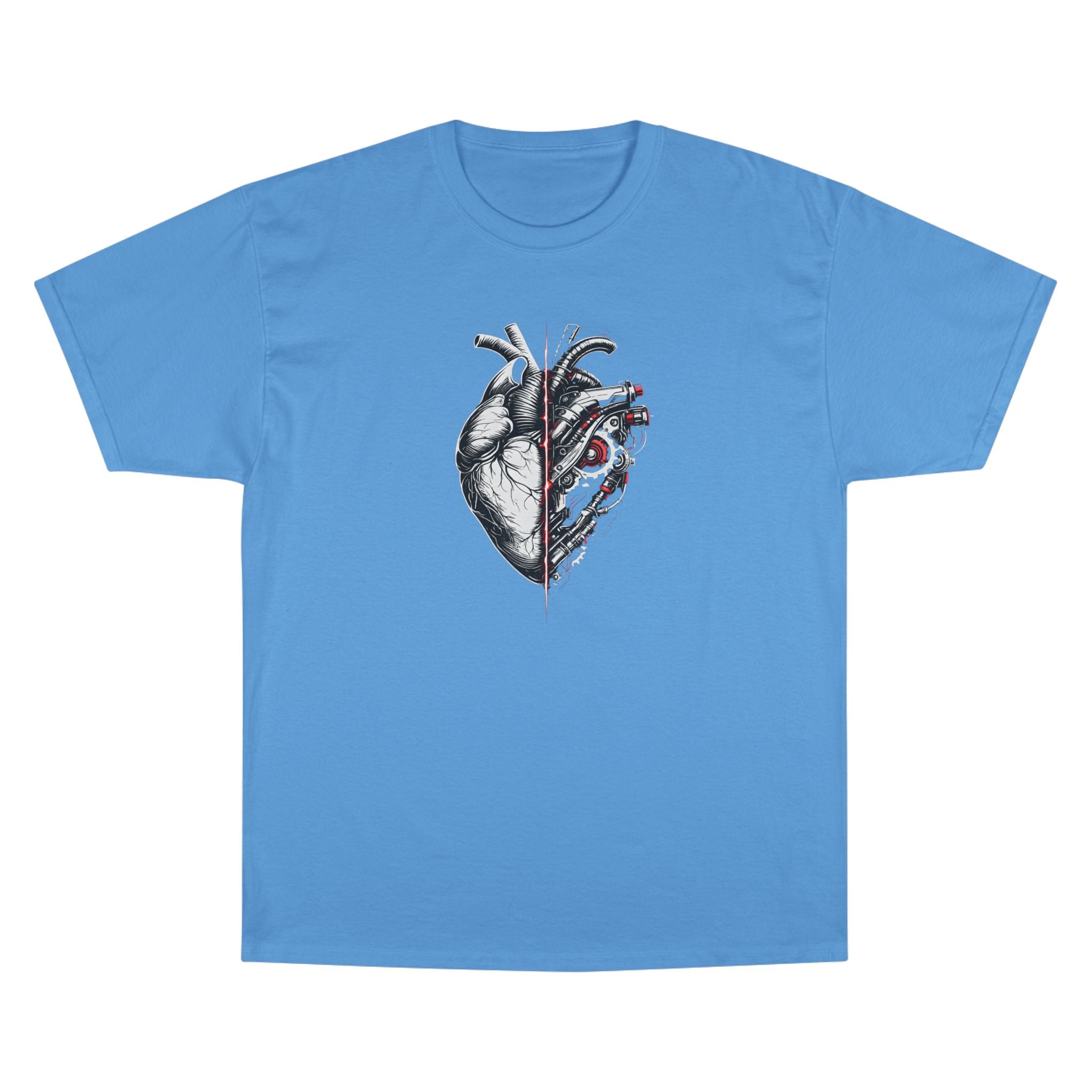 Half Human Half Machine Heart T Shirt Cyberpunk Mechanical Heart Graphic Tee Futuristic Anatomy Shirt Unisex Streetwear Sci Fi Apparel