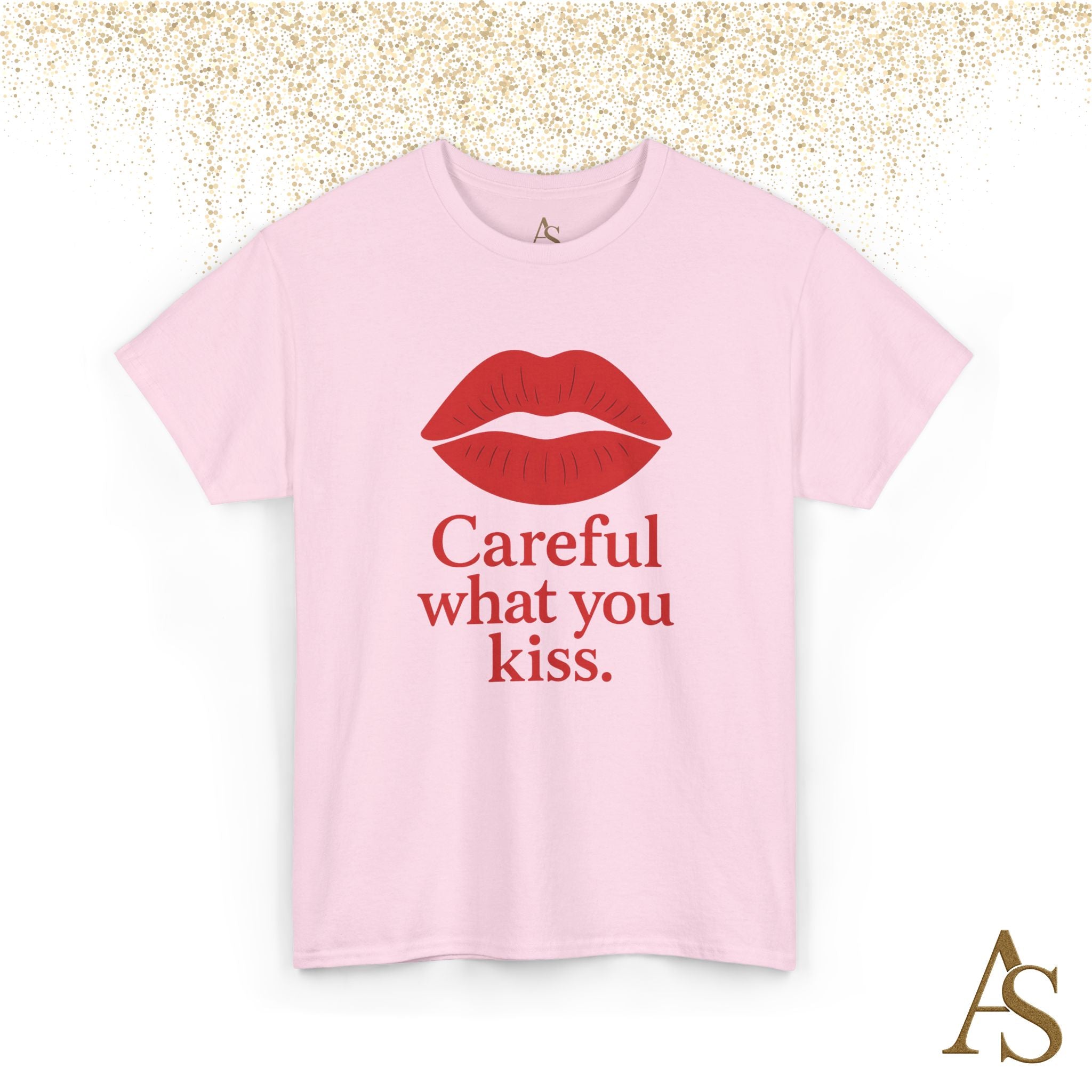 Careful What You Kiss Red Lips T Shirt Funny Graphic Tee Flirty Lips Shirt Unisex