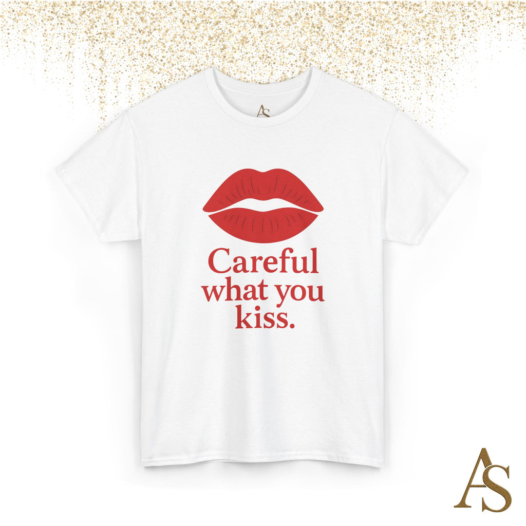 Careful What You Kiss Red Lips T Shirt Funny Graphic Tee Flirty Lips Shirt Unisex