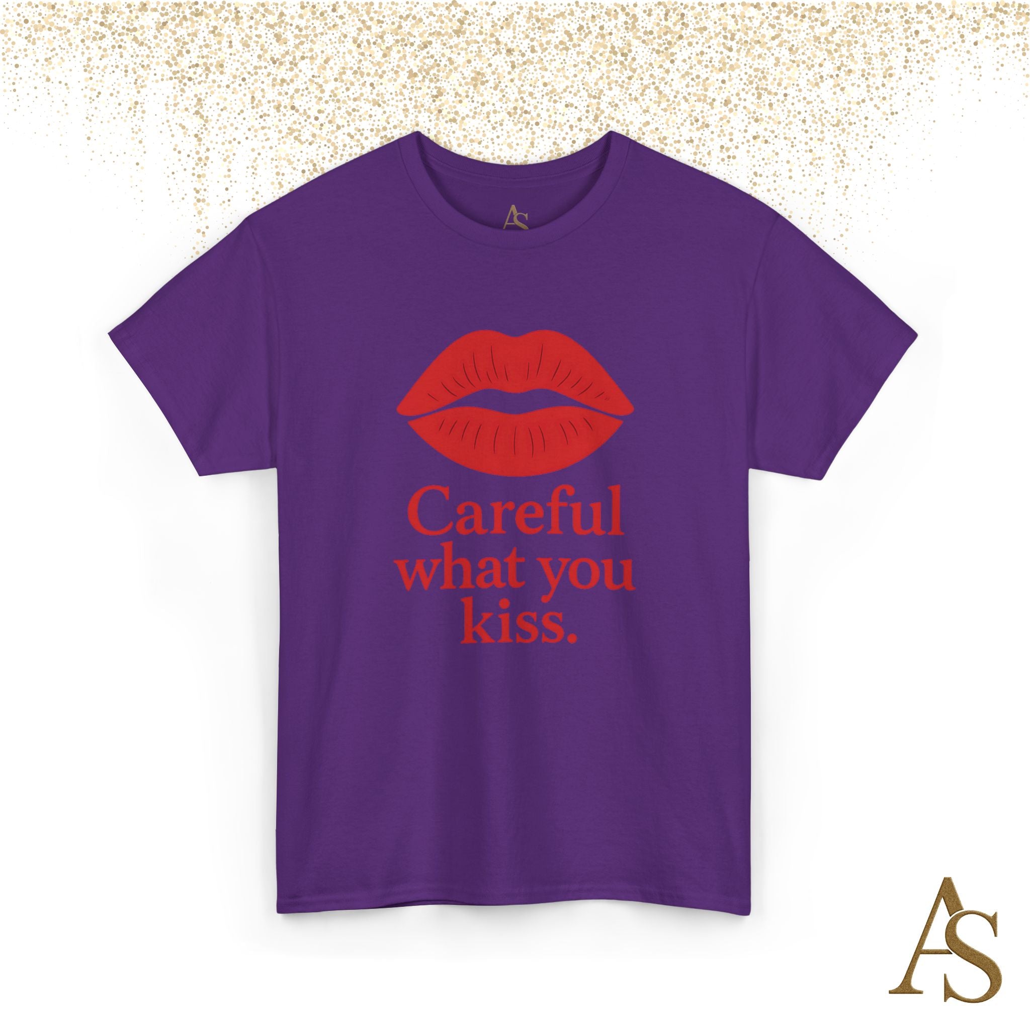 Careful What You Kiss Red Lips T Shirt Funny Graphic Tee Flirty Lips Shirt Unisex