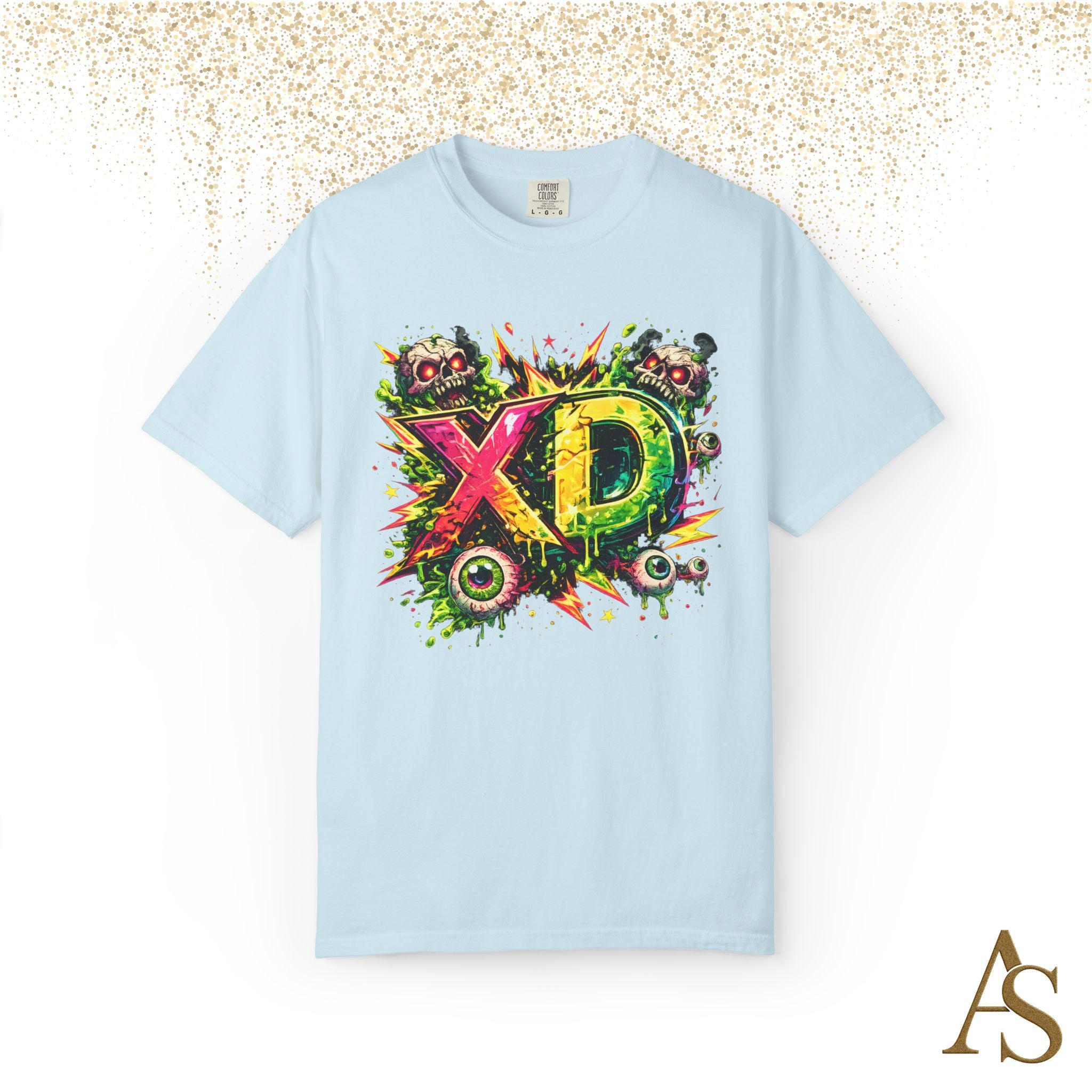 Neon XD Skull Graffiti T Shirt Gothic Streetwear Graphic Tee
