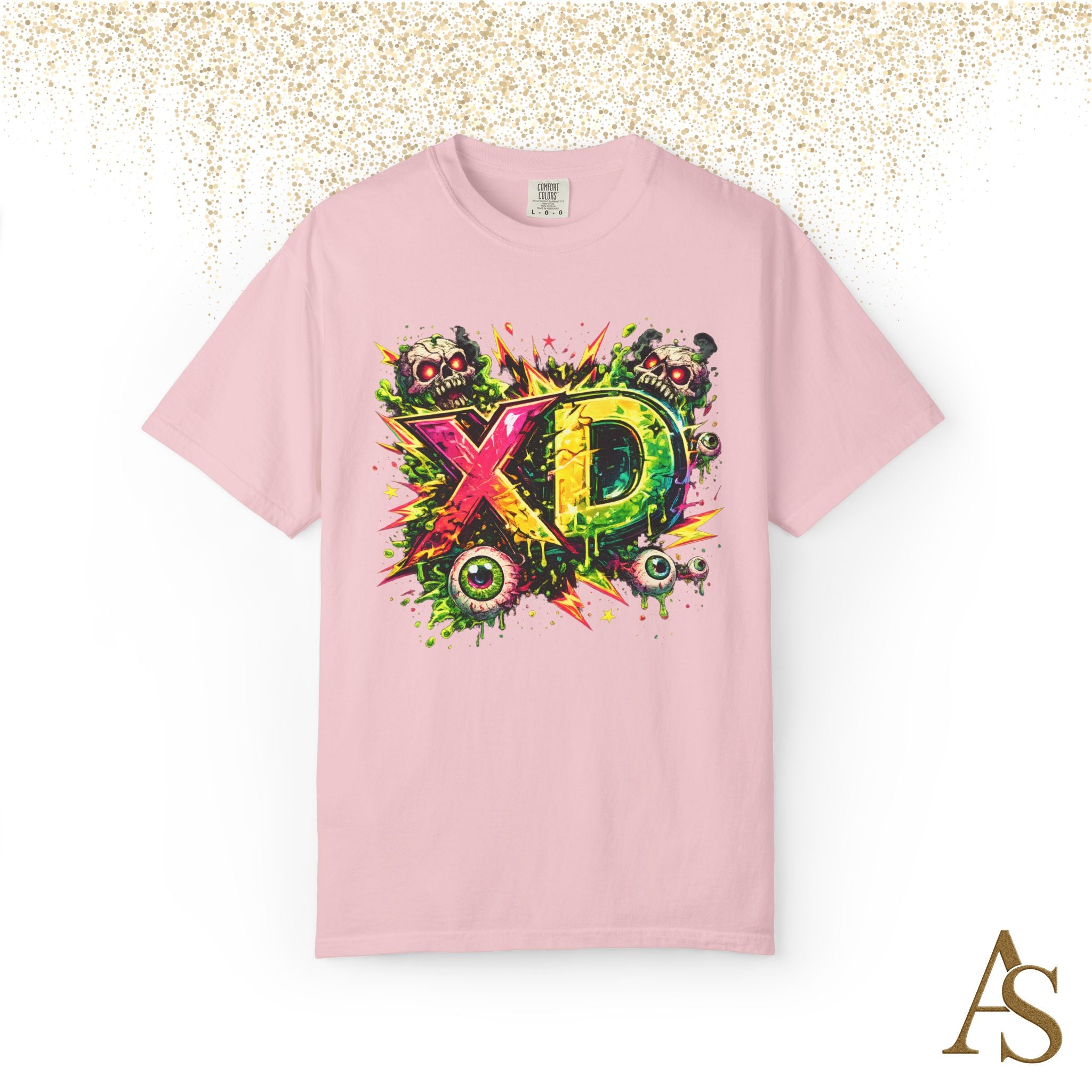 Neon XD Skull Graffiti T Shirt Gothic Streetwear Graphic Tee
