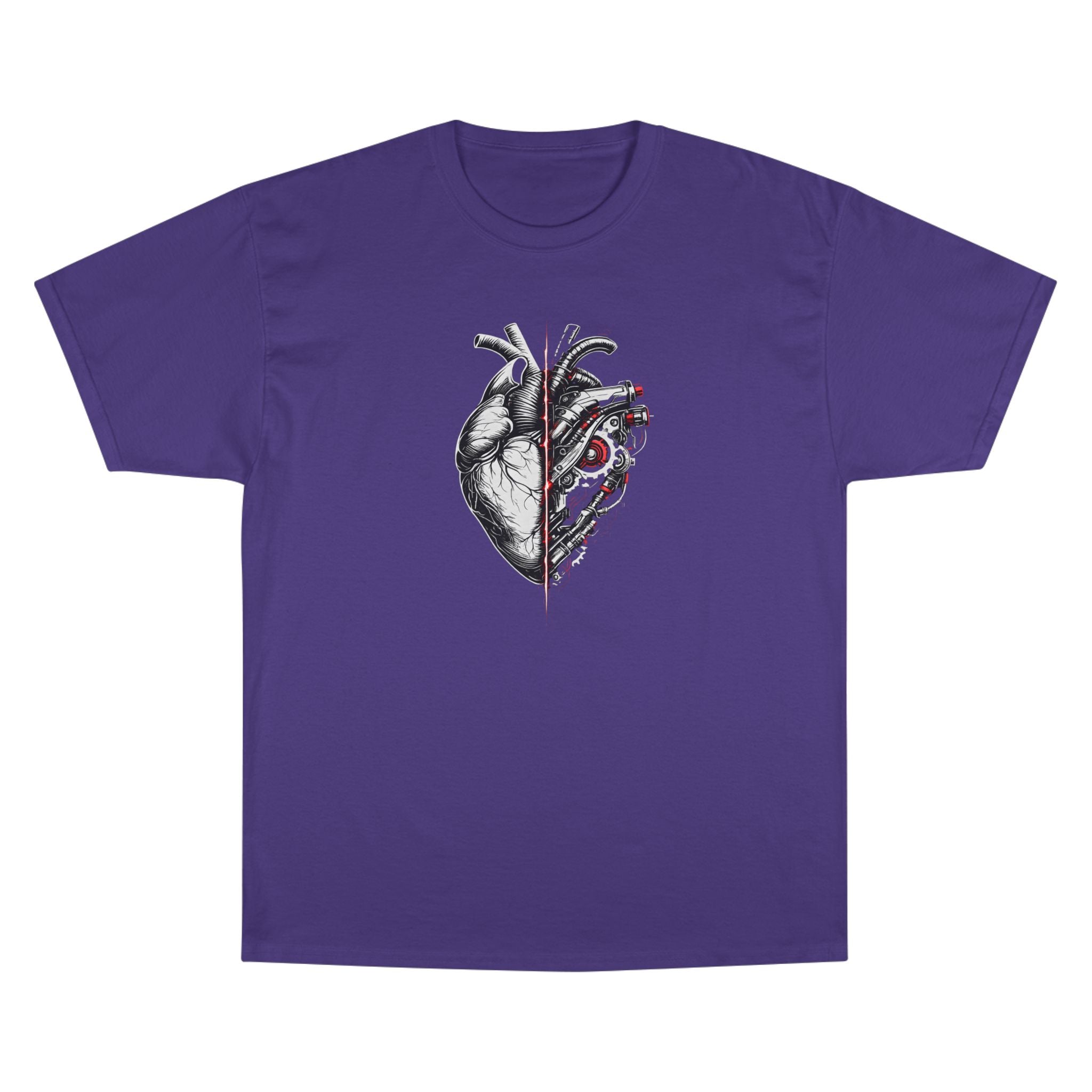 Half Human Half Machine Heart T Shirt Cyberpunk Mechanical Heart Graphic Tee Futuristic Anatomy Shirt Unisex Streetwear Sci Fi Apparel