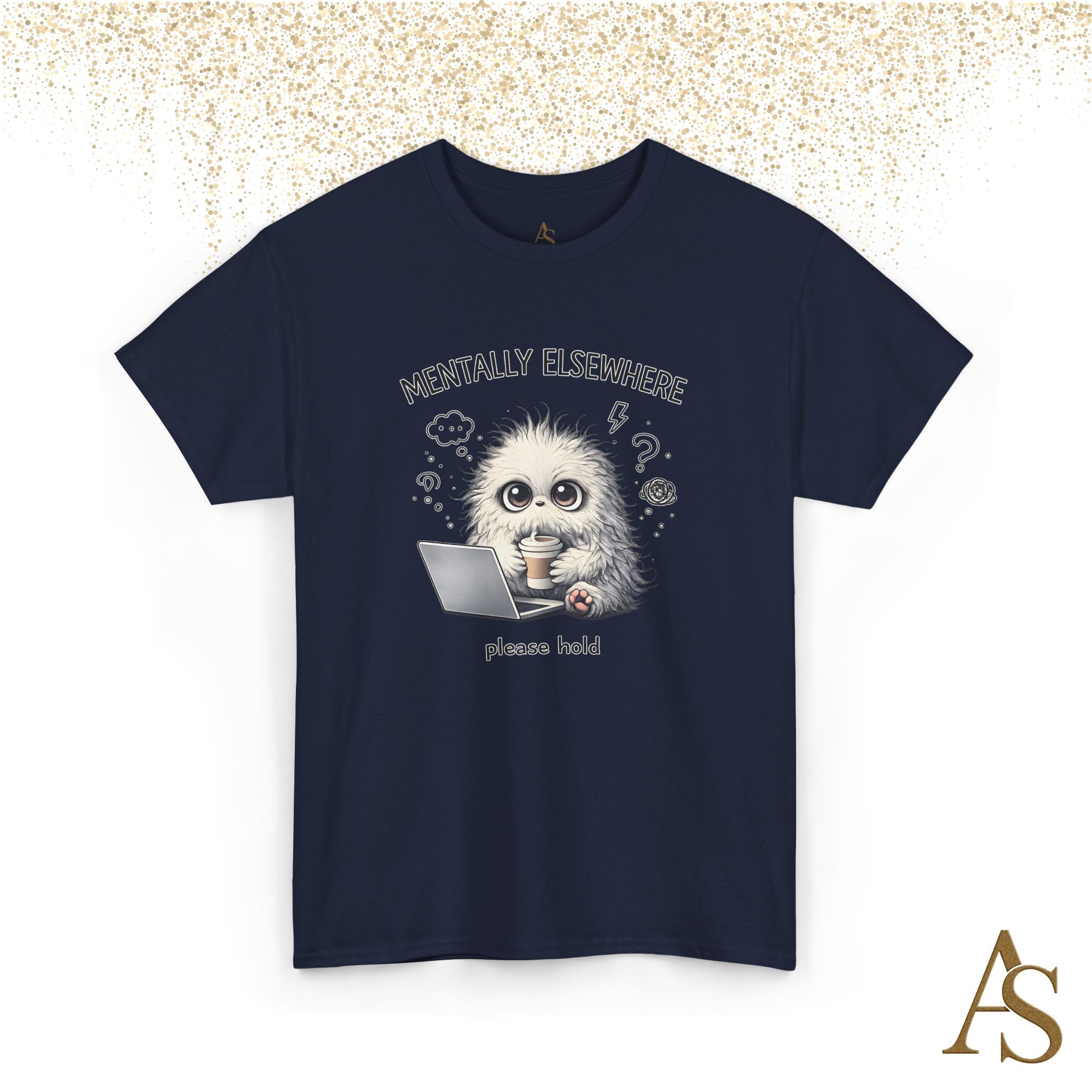Mentally Elsewhere Sloth T-Shirt Funny Introvert Coffee Lover Graphic Tee