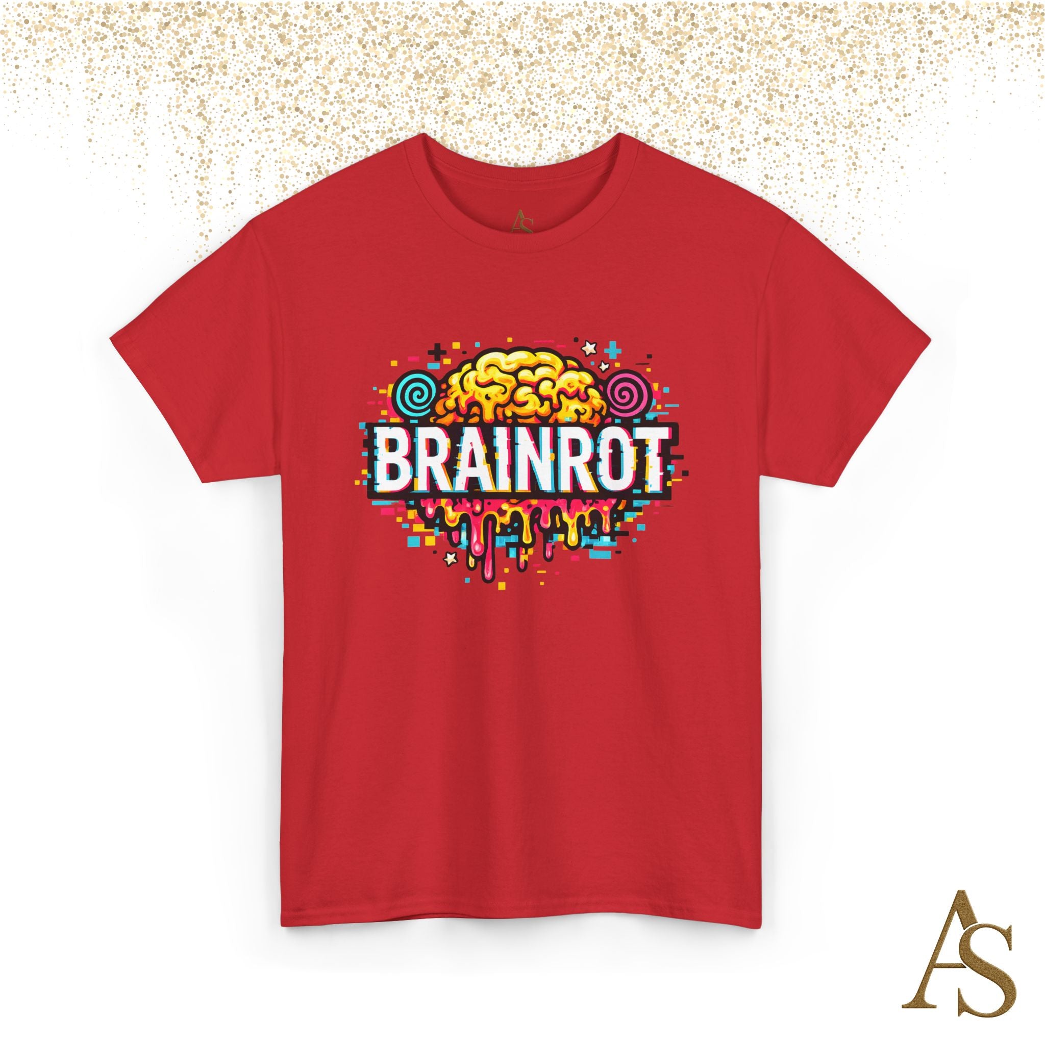 Brainrot Meme T Shirt Colorful Glitch Brain Graphic Tee Viral Internet Humor Streetwear Unisex