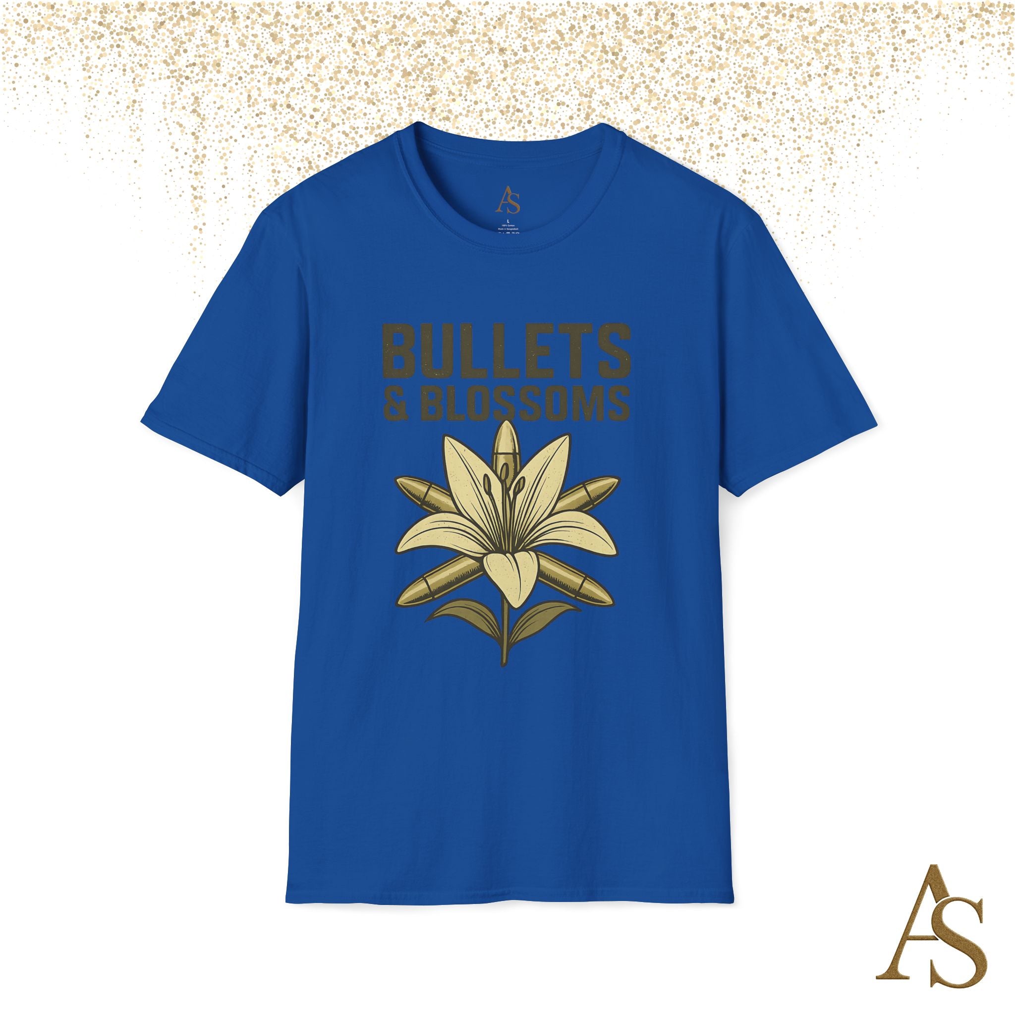 Bullets and Blossoms T Shirt Tactical Flower Graphic Tee Vintage Military Style