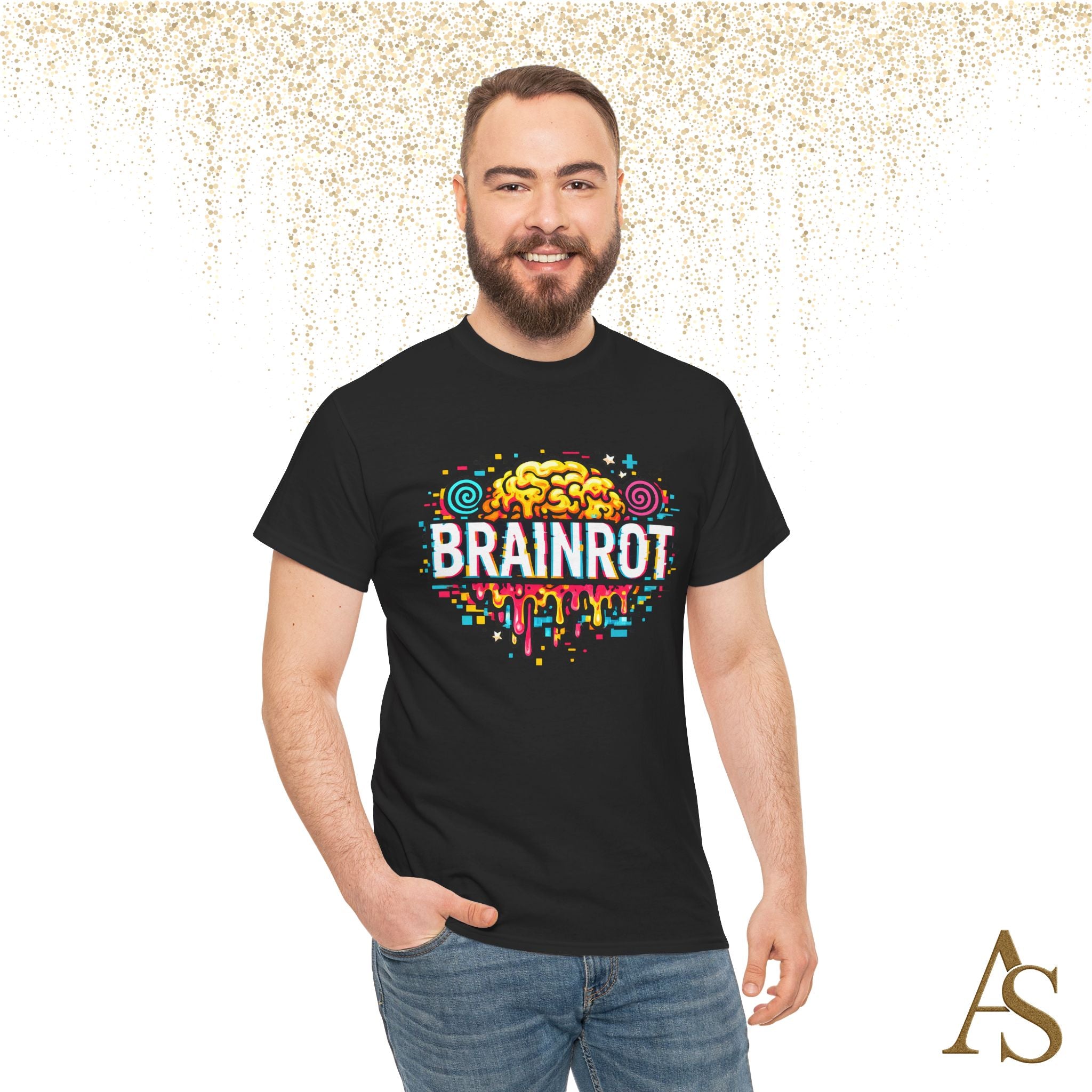 Brainrot Meme T Shirt Colorful Glitch Brain Graphic Tee Viral Internet Humor Streetwear Unisex