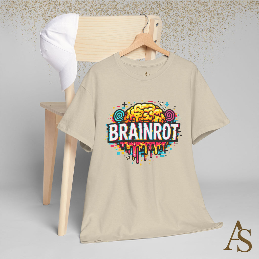 Brainrot Meme T Shirt Colorful Glitch Brain Graphic Tee Viral Internet Humor Streetwear Unisex