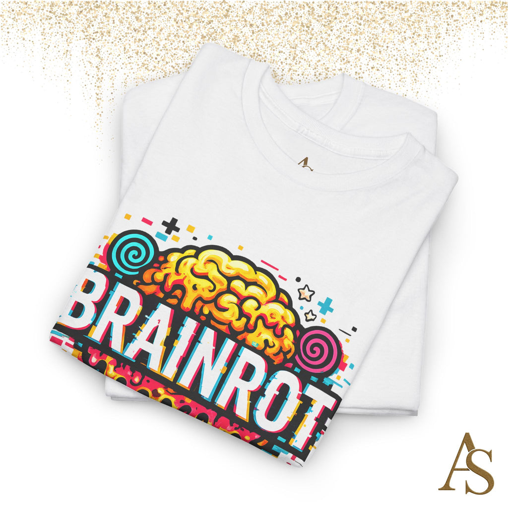 Brainrot Meme T Shirt Colorful Glitch Brain Graphic Tee Viral Internet Humor Streetwear Unisex