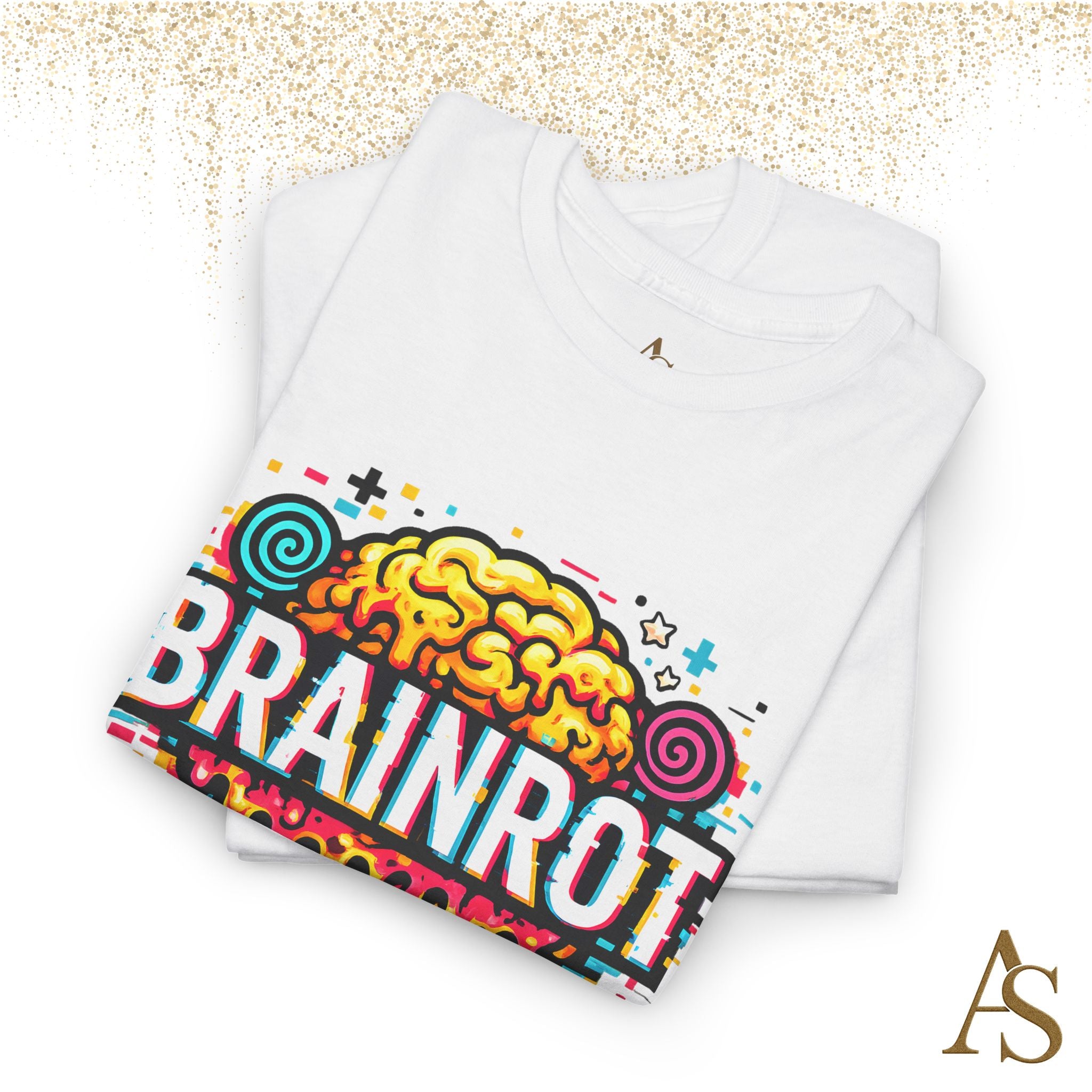 Brainrot Meme T Shirt Colorful Glitch Brain Graphic Tee Viral Internet Humor Streetwear Unisex