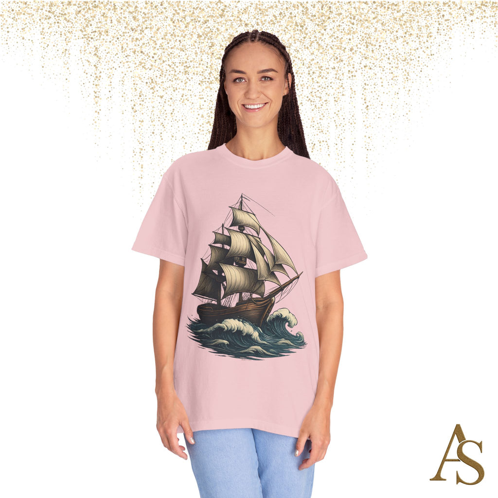Timeless Voyage T-Shirt, Vintage Sailing Ship Graphic Tee, Nautical Ocean Adventure Shirt, Unisex Seafarer Gift