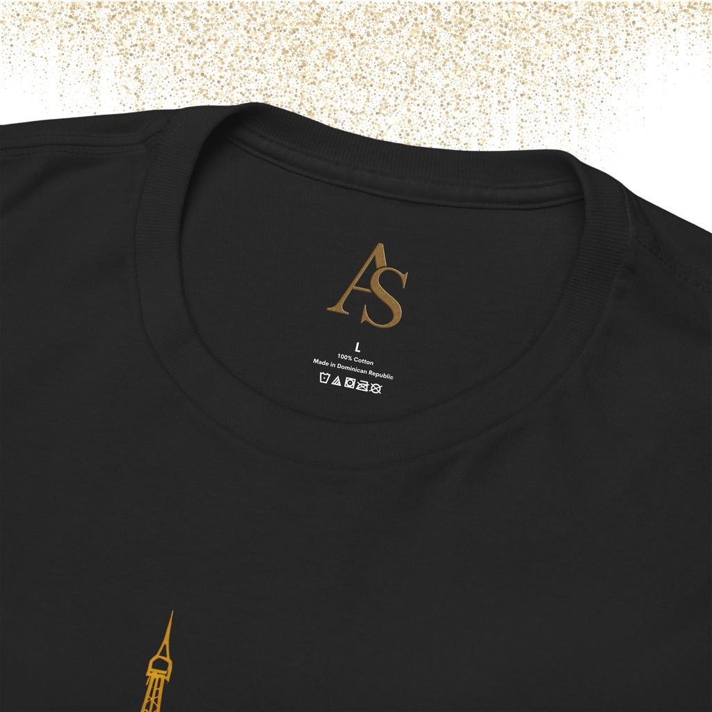 Paris Gold Line Art T Shirt Minimalist Eiffel Tower Skyline Unisex Graphic Tee