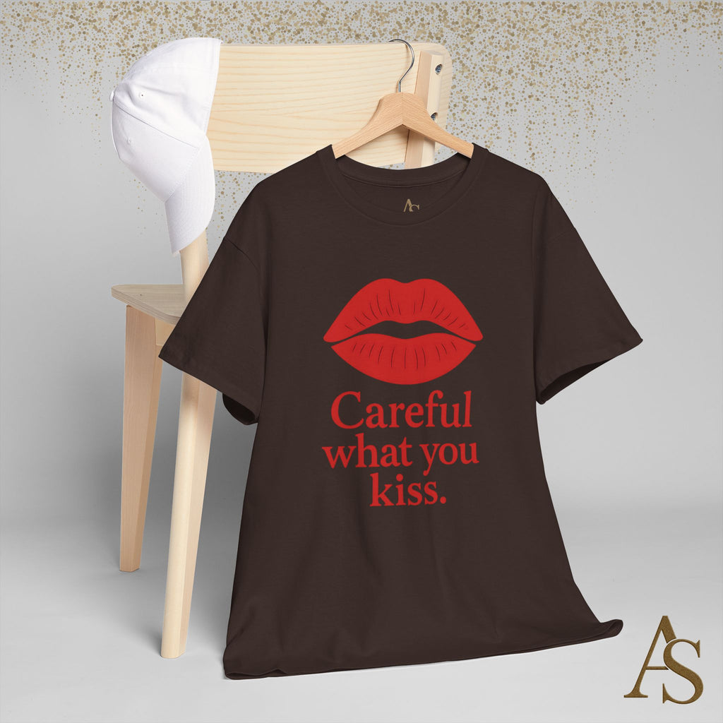 Careful What You Kiss Red Lips T Shirt Funny Graphic Tee Flirty Lips Shirt Unisex