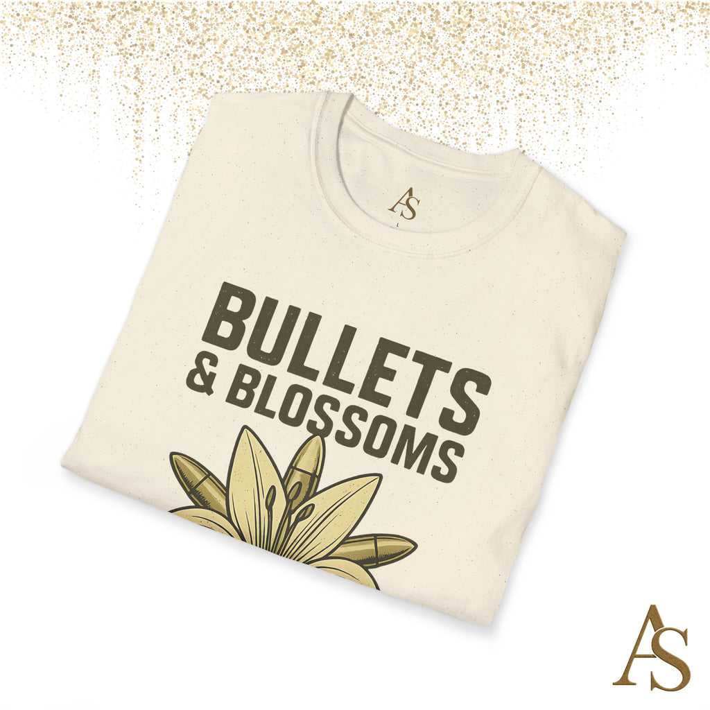 Bullets and Blossoms T Shirt Tactical Flower Graphic Tee Vintage Military Style