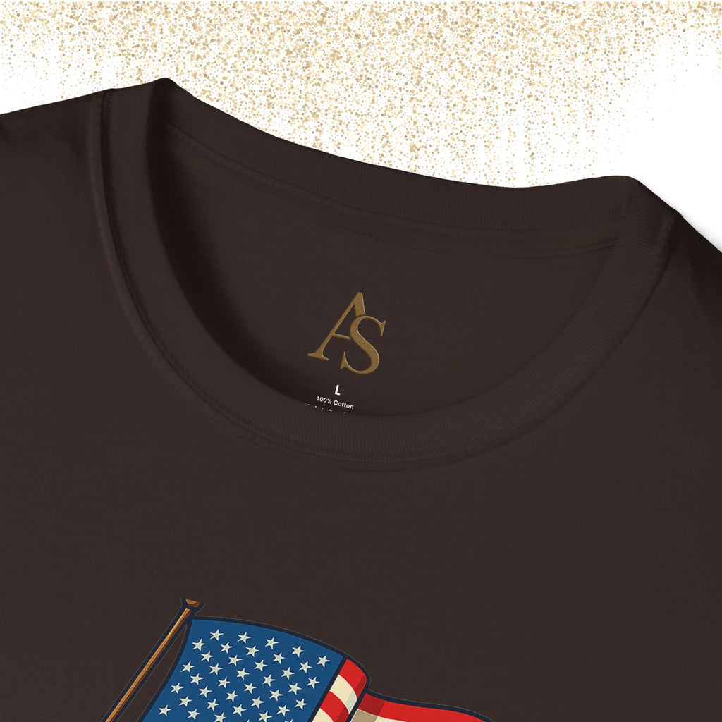 Skeleton Biker T Shirt Motorcycle Rider with American Flag Patriotic Skull Graphic Tee