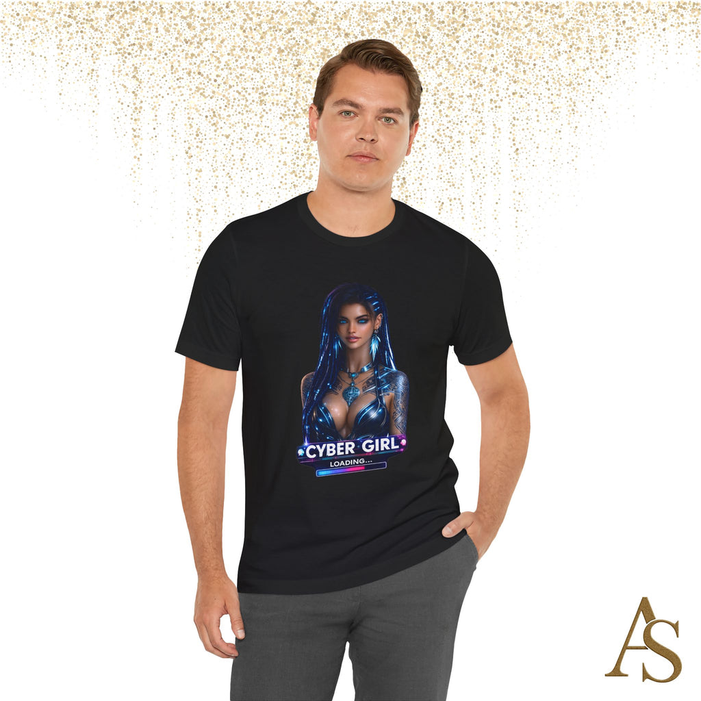 Cyber Girl Loading T Shirt Futuristic Graphic Tee Cyberpunk Neon Anime Style Unisex Shirt