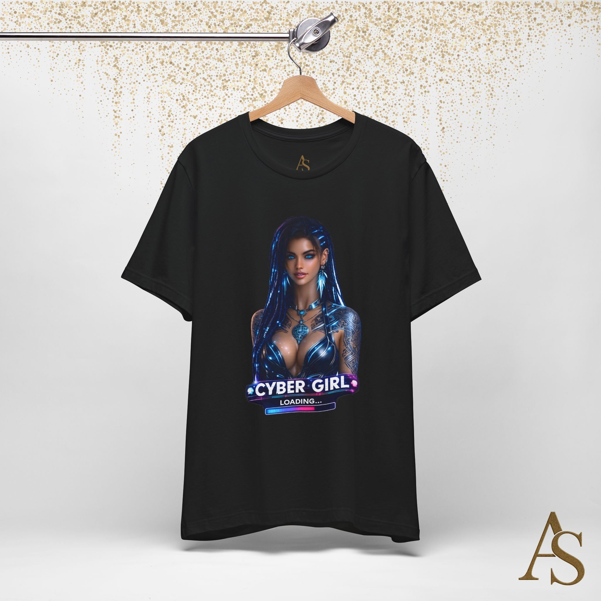 Cyber Girl Loading T Shirt Futuristic Graphic Tee Cyberpunk Neon Anime Style Unisex Shirt