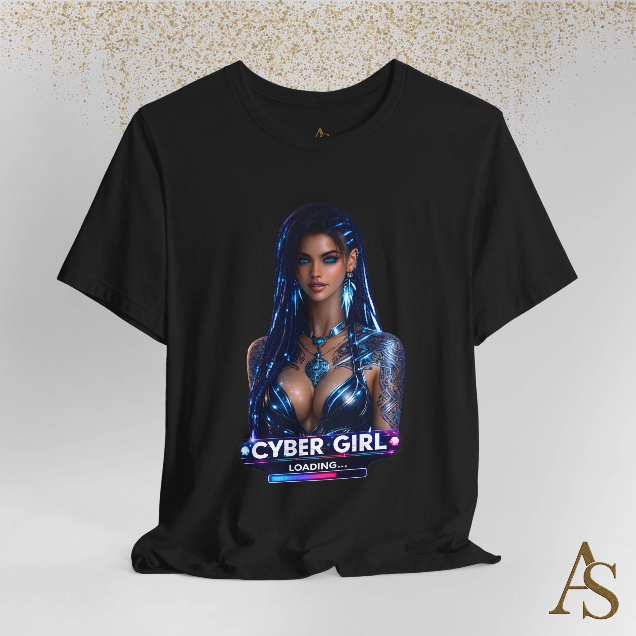 Cyber Girl Loading T Shirt Futuristic Graphic Tee Cyberpunk Neon Anime Style Unisex Shirt
