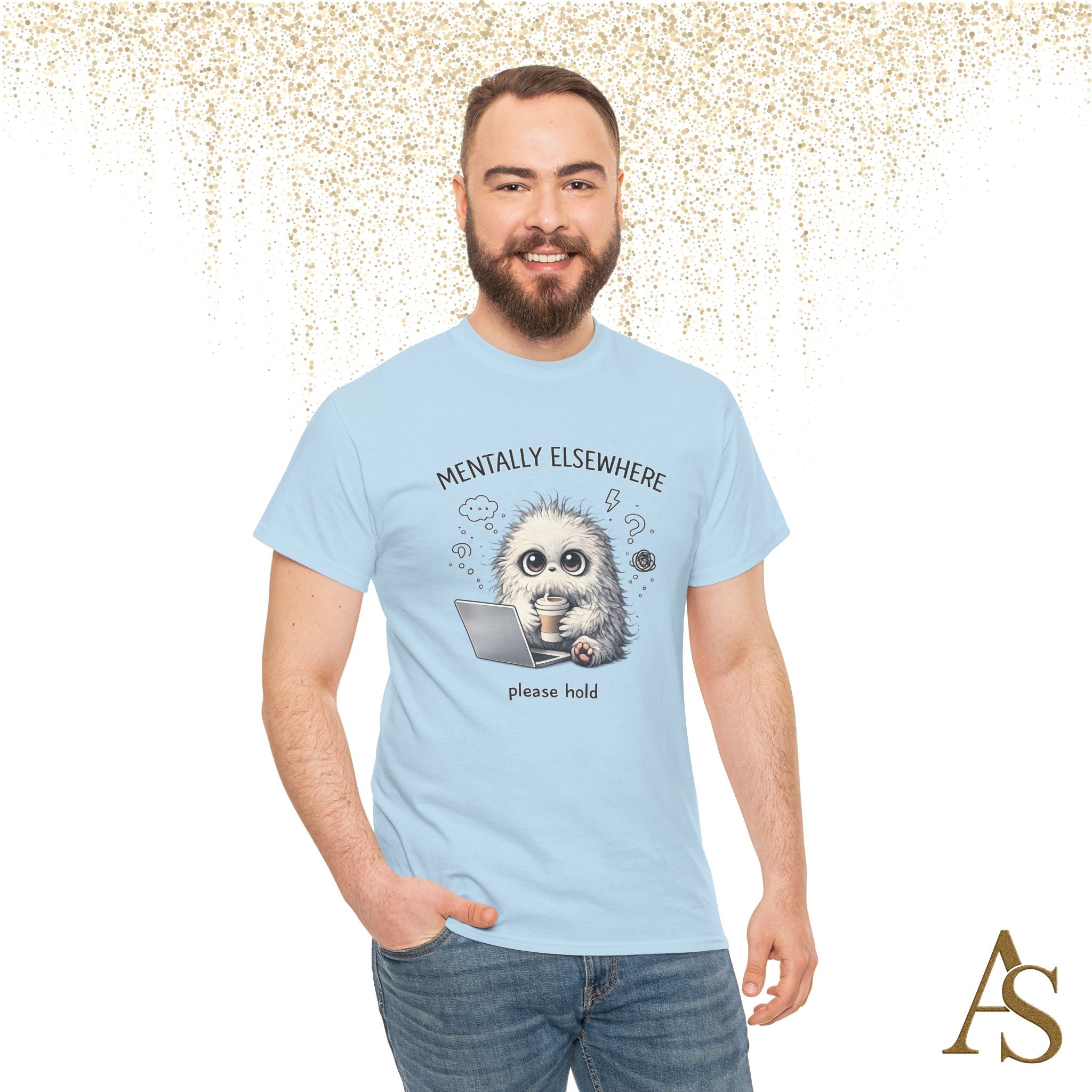 Mentally Elsewhere Sloth T-Shirt Funny Introvert Coffee Lover Graphic Tee
