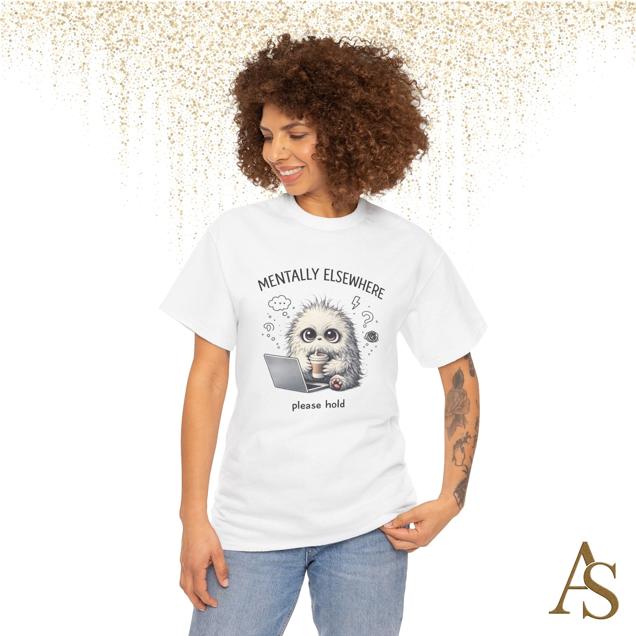Mentally Elsewhere Sloth T-Shirt Funny Introvert Coffee Lover Graphic Tee