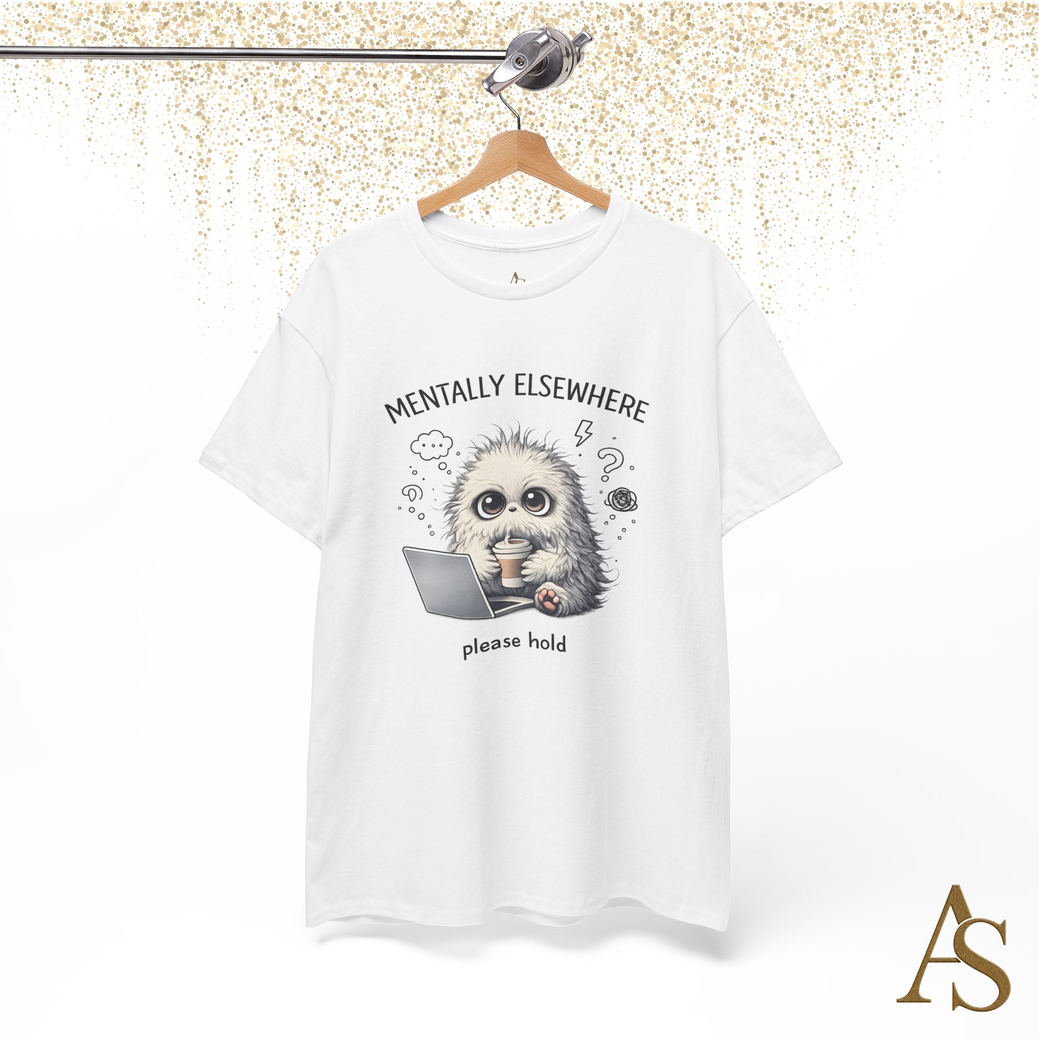 Mentally Elsewhere Sloth T-Shirt Funny Introvert Coffee Lover Graphic Tee