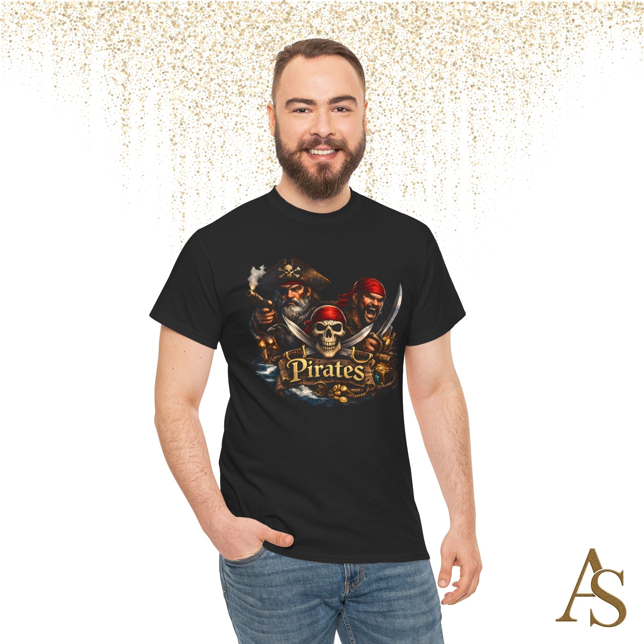 Pirate Skull T-Shirt Unisex Graphic Tee Vintage Pirate Crew Shirt Skull and Swords Nautical Shirt Gift for Pirate Lovers