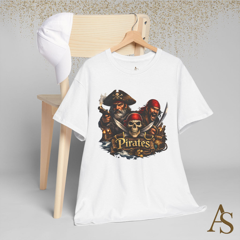 Pirate Skull T-Shirt Unisex Graphic Tee Vintage Pirate Crew Shirt Skull and Swords Nautical Shirt Gift for Pirate Lovers